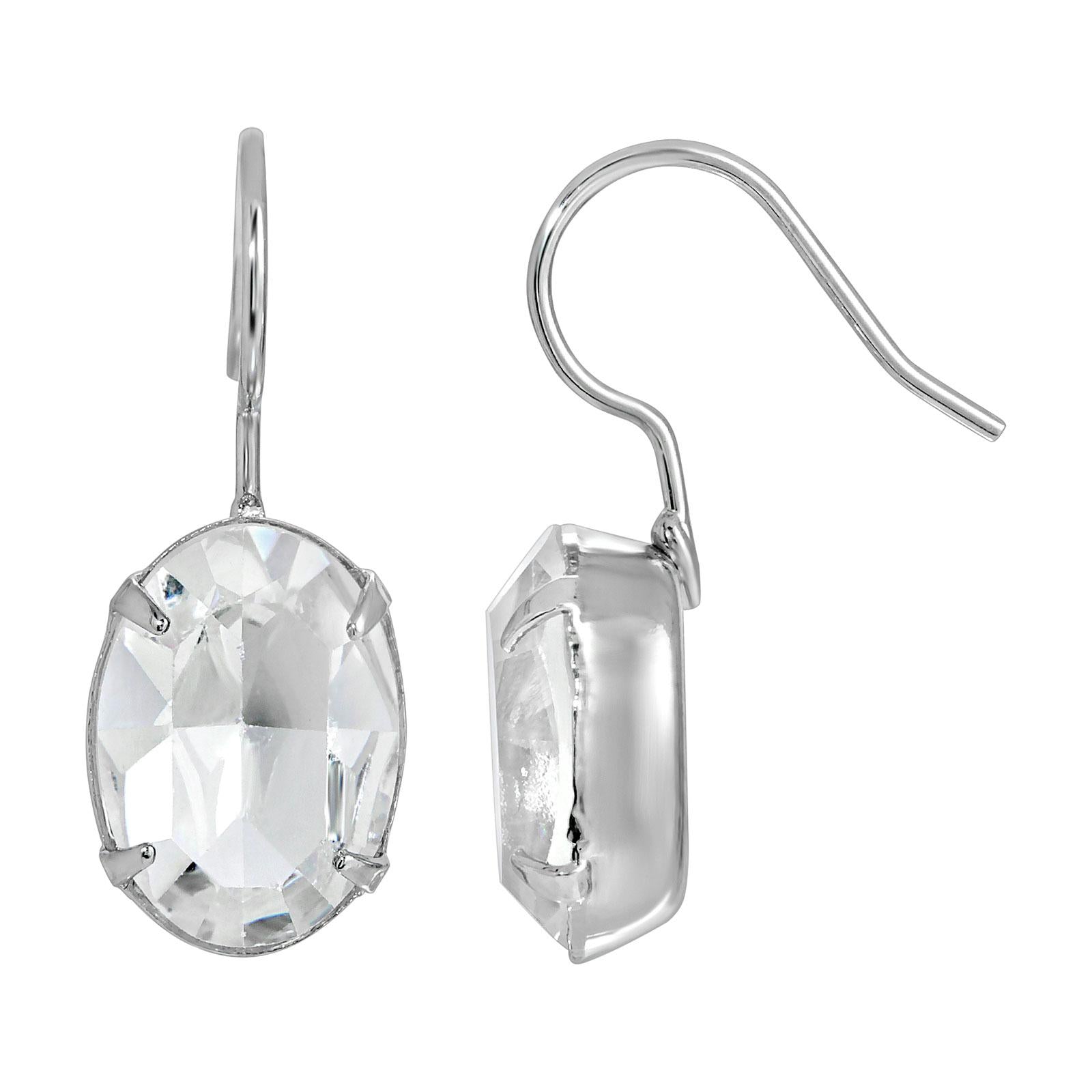 1928 Vintage Style Oval Crystal Drop Earrings for Women - Elegant Dangle Wire Jewelry for Parties, Weddings & Special Occasions