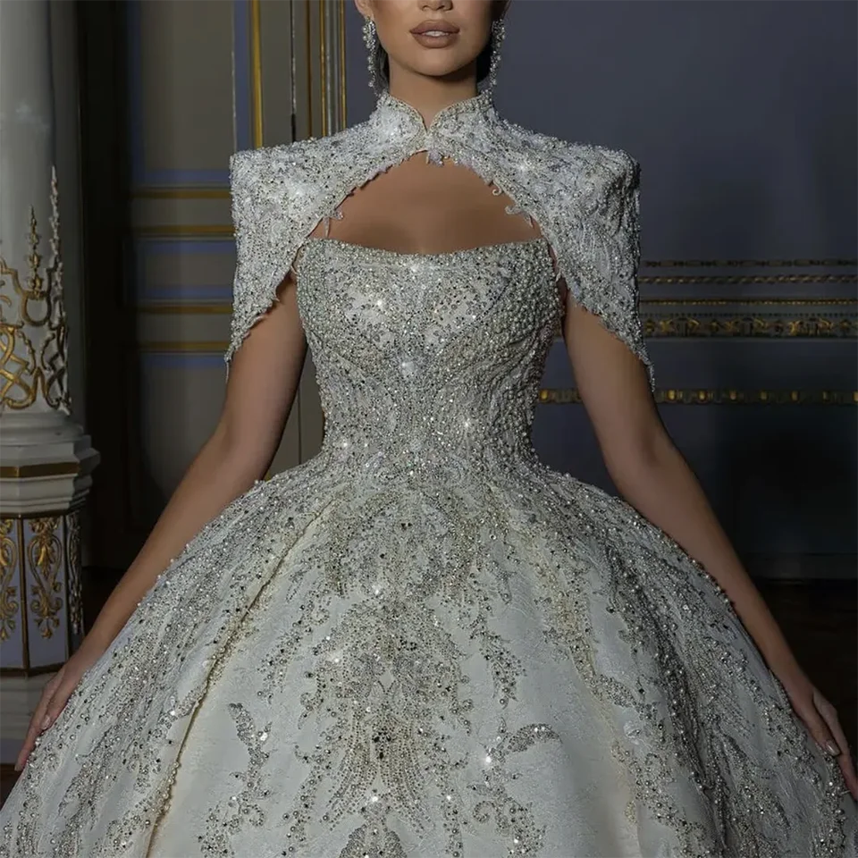 2024 Luxury Princess Crystal Sequin Ball Gown Wedding Dress - Backless Court Train Bridal Gown for Prom, Quinceañera & Formal Events