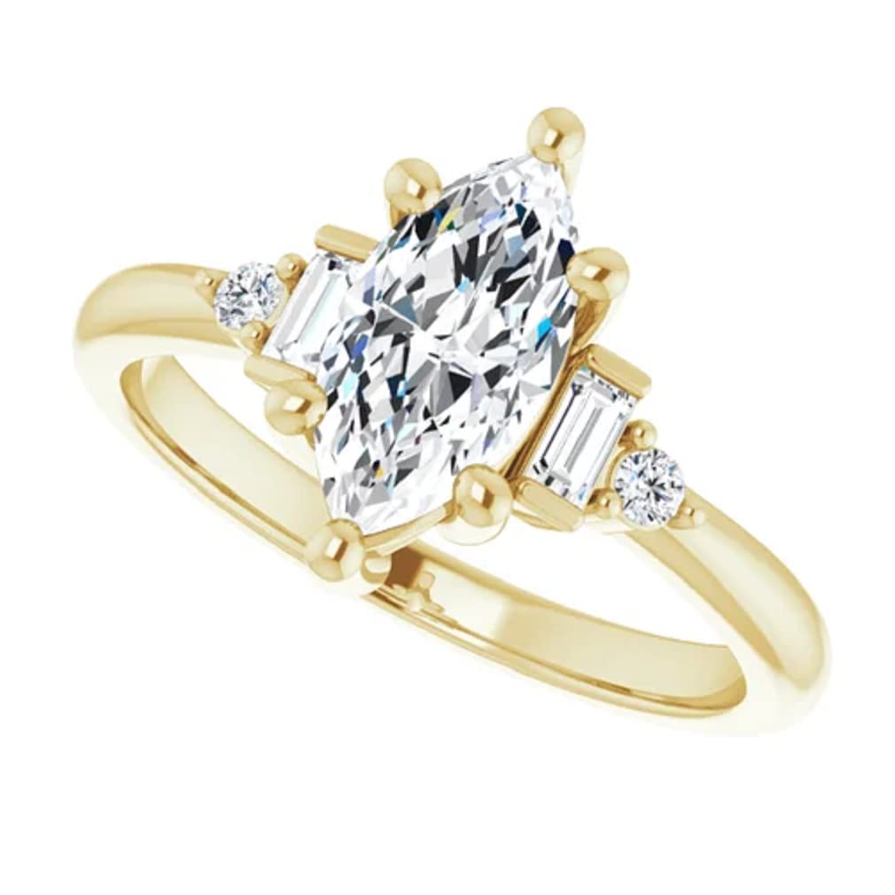 10K Solid Yellow Gold Handmade Engagement Ring - 2.00 CT Marquise Cut Moissanite Diamond Solitaire Wedding Band for Women | Elegant Bridal Jewelry Gift for Anniversary, Proposal & Special Occasions