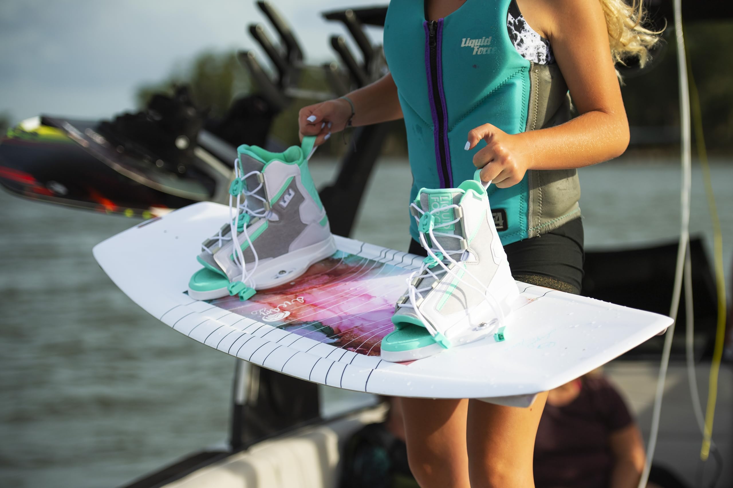 Liquid Force 2025 Women's Plush Wakeboard Bindings - Comfortable & Secure Wakeboarding Boots for Women | Perfect for Water Sports & Boat Riding