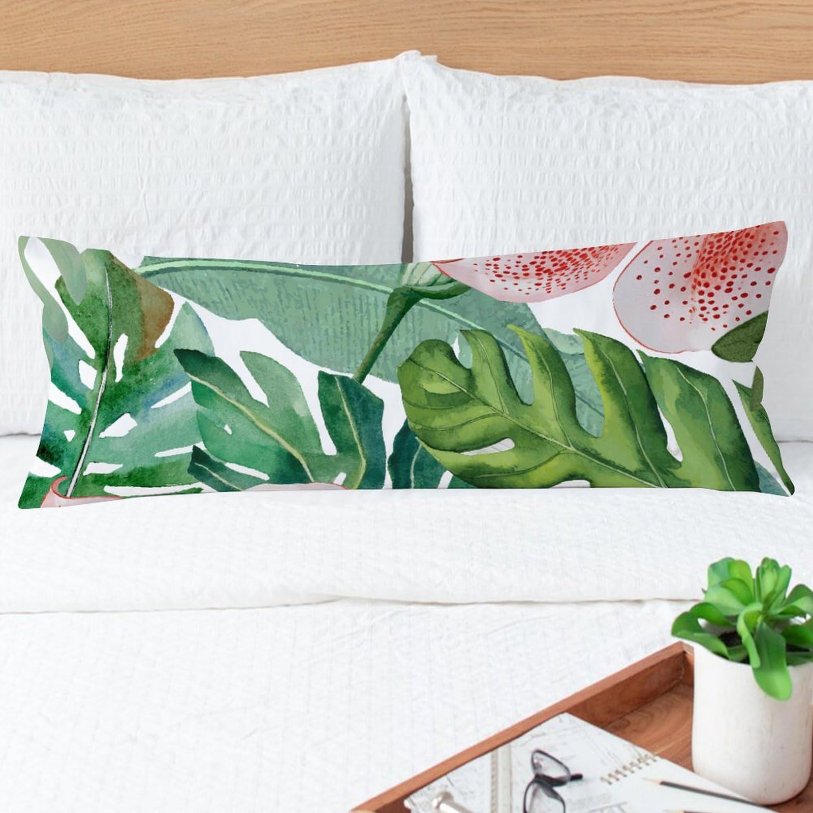 20x54 Inch Pink Flamingo & Palm Leaves Body Pillow Cover with Hidden Zipper - Soft Hypoallergenic Pillowcase for Hair & Skin Care - Perfect for Anime Fans, Pregnancy Support & Home Decor (20”x54”)