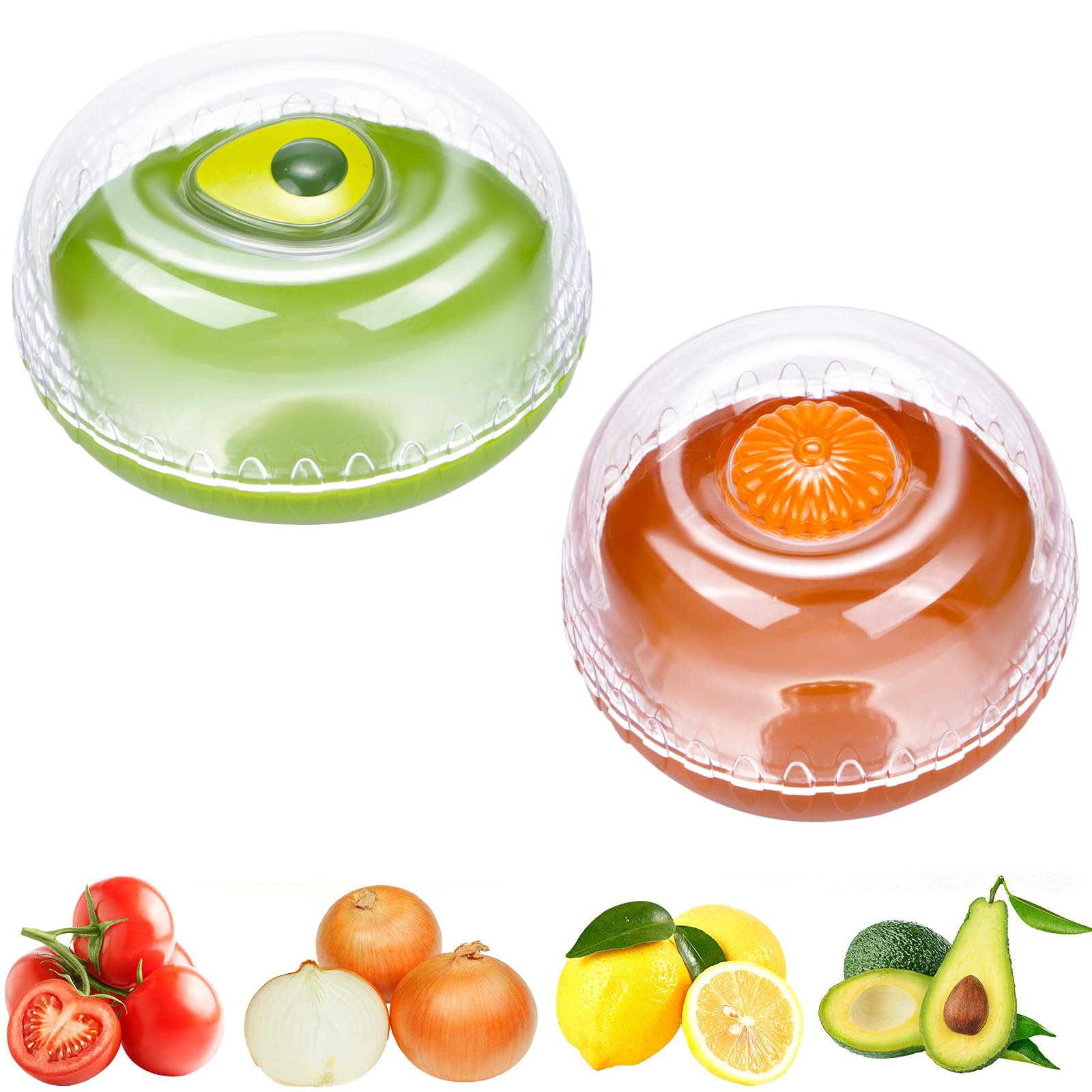 Reusable Vegetable and Fruit Storage Containers for Refrigerator - 2 Pack Airtight Food Savers with Lids for Avocados, Onions & Fresh Produce | Perfect for Meal Prep, Leftovers & Organizing Fridge