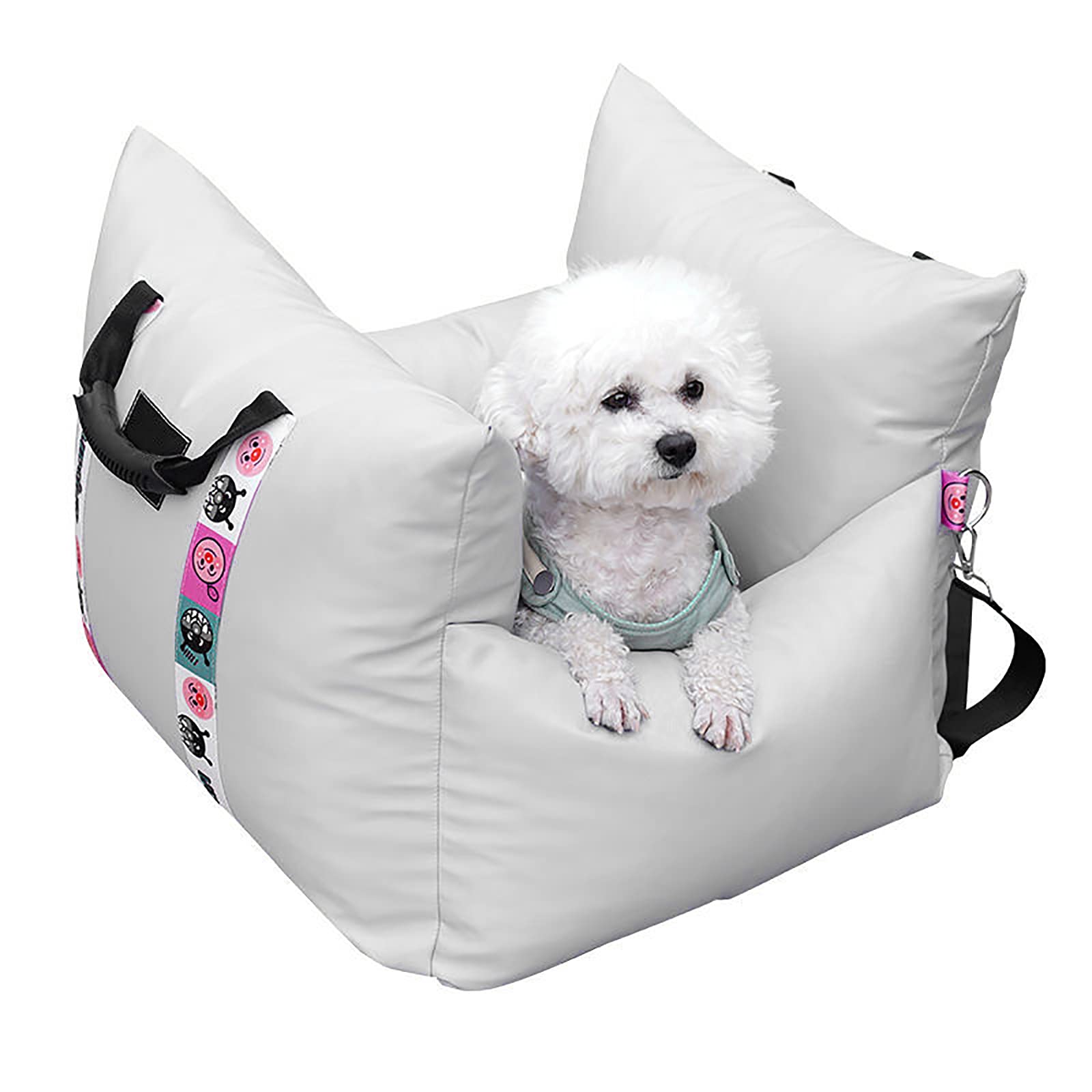 Waterproof Dog Car Seat for Small & Medium Dogs & Cats - Travel Pet Bed with Safety Belt for Cars, SUVs & Trucks (Gray) - Perfect for Road Trips & Daily Commutes