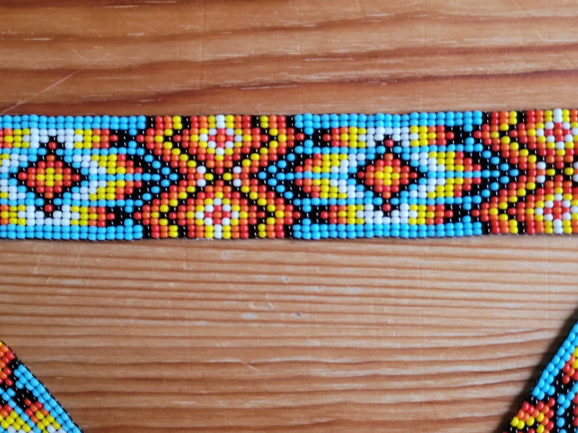Handmade Beaded Seed Hat Band - Multi-Color Bohemian Headpiece for Women | Perfect for Music Festivals, Beach Outings & Western Style Accessories
