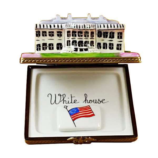 Rochard Limoges Box - White House Collectible with Removable Flag | Hand-Painted Porcelain Trinket Box | Perfect for Home Decor, Gift Giving & Collectors