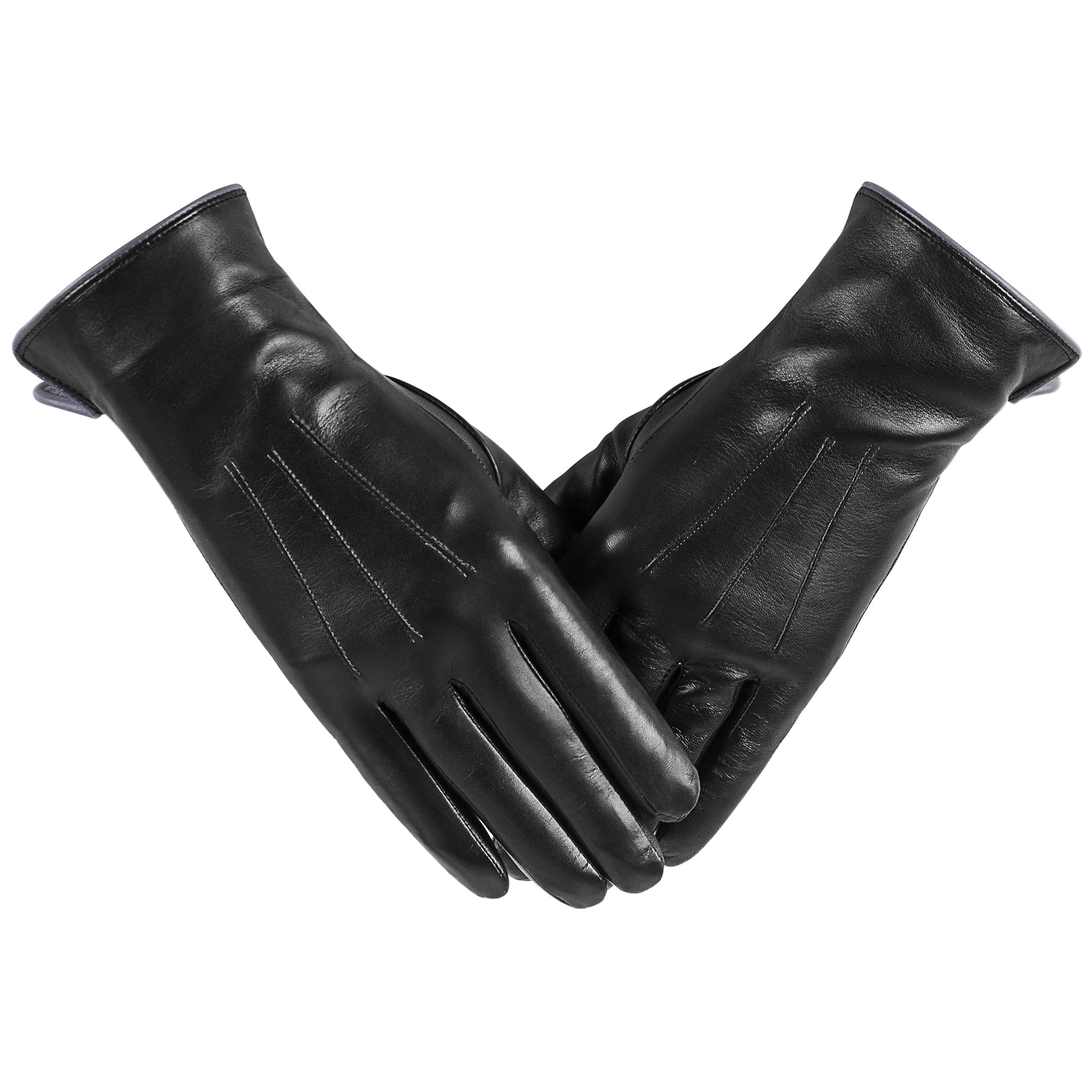Women's Winter Fashion Leather Gloves with Warm Cashmere Lining - Touchscreen Compatible for Texting & Driving - Elegant Dress Gloves for Cold Weather, Outdoor Activities & Formal Occasions