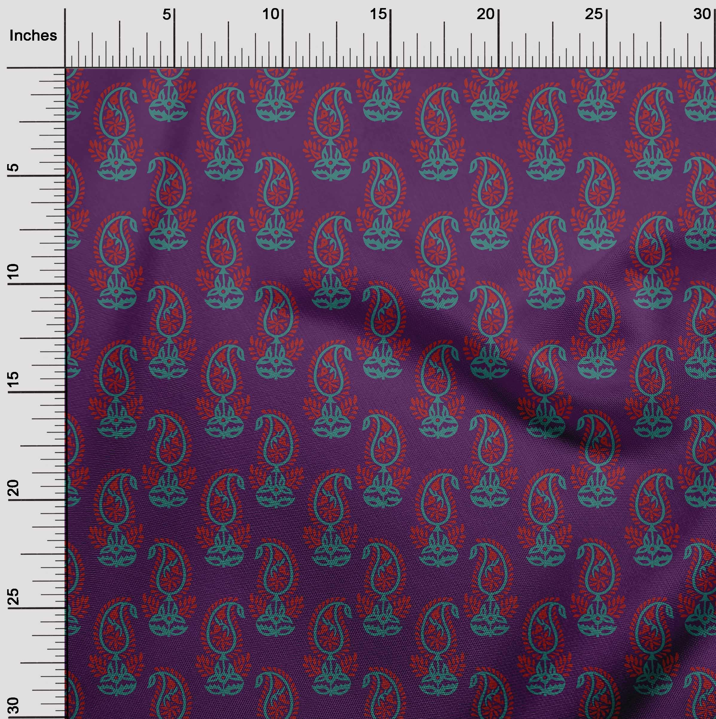 Premium Cotton Poplin Wine Paisley Print Fabric by The Yard - 56 Inch Wide for DIY Clothing, Dresses, Quilting & Home Decor Sewing Projects
