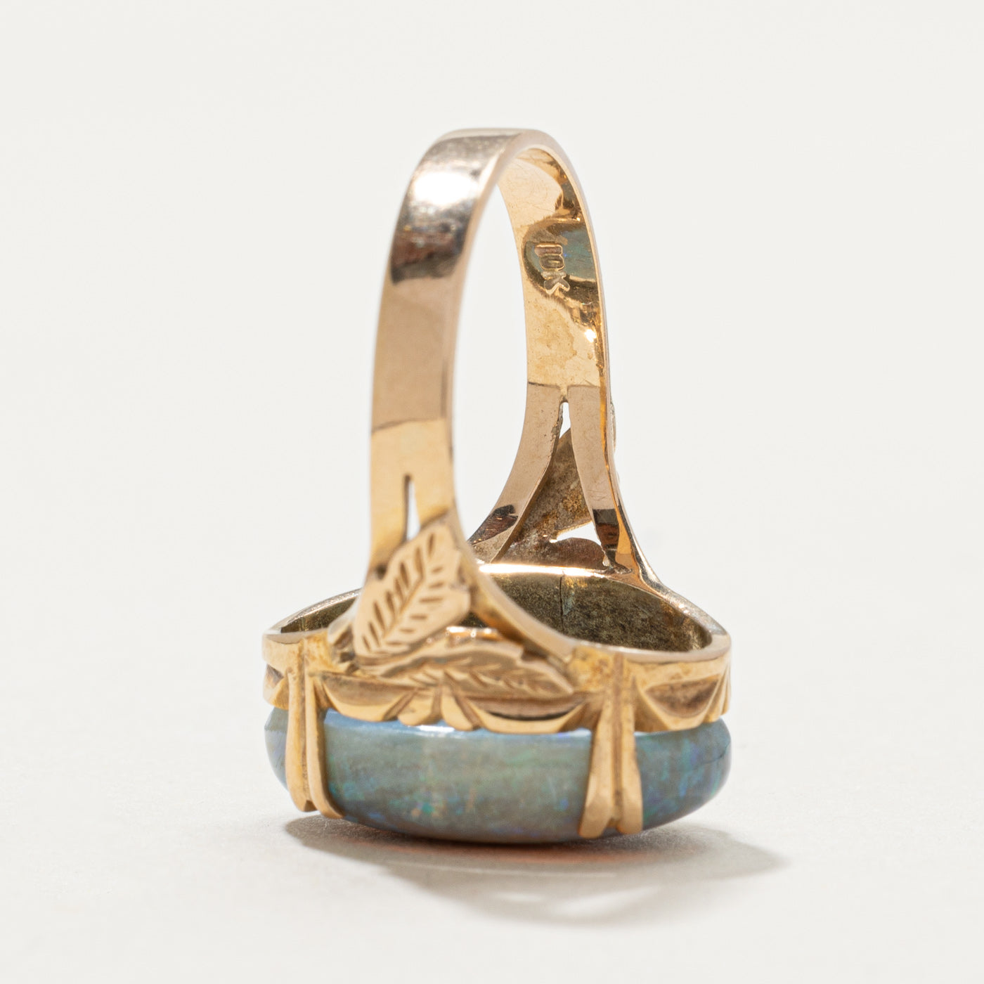 Exquisite Oval Cut Opal Leafy Cocktail Ring - 4.70ct Genuine Opal - Size 5.5 - Elegant Statement Jewelry for Evening Parties, Weddings & Special Occasions