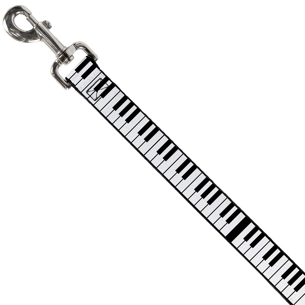 Buckle-Down 4FT Pet Leash with Piano Keys Design - 1 Inch Wide Durable Dog Leash for Small to Medium Dogs - Perfect for Walks, Training & Outdoor Adventures