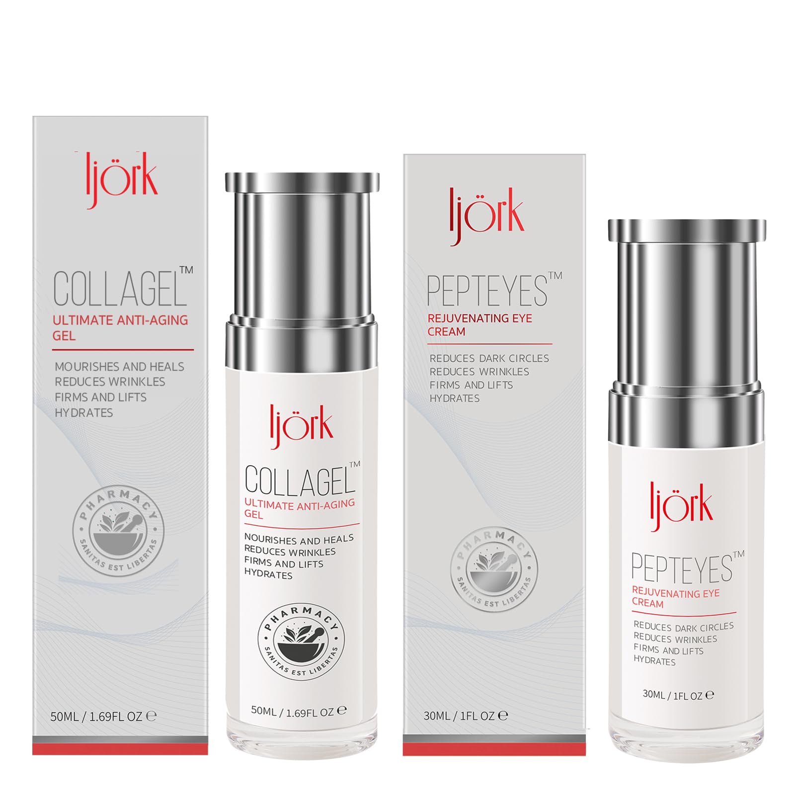 Best Anti-Aging Gel & Rejuvenating Eye Cream Set for Wrinkles & Dark Circles | Hydrating Skincare Duo for Day & Night Use