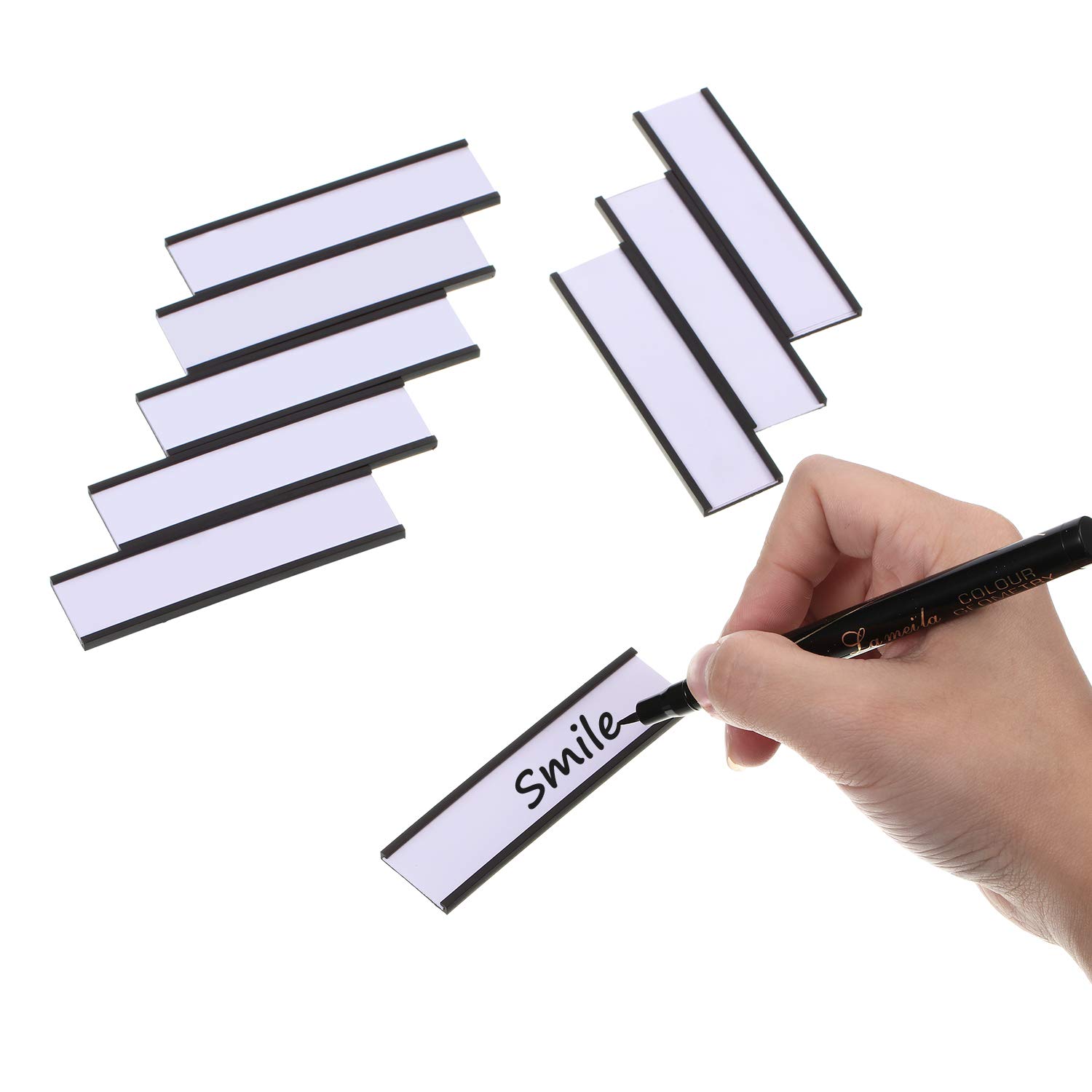 Outus 30 Pcs Magnetic Labels Holders with 30 Protective Films & 60 Blank Paper Strips - 3 x 0.8 Inch for Toolbox, Metal Shelves, Drawers & Storage Bins | Durable Magnetic Organizers for Garage, Workshop & Office Use