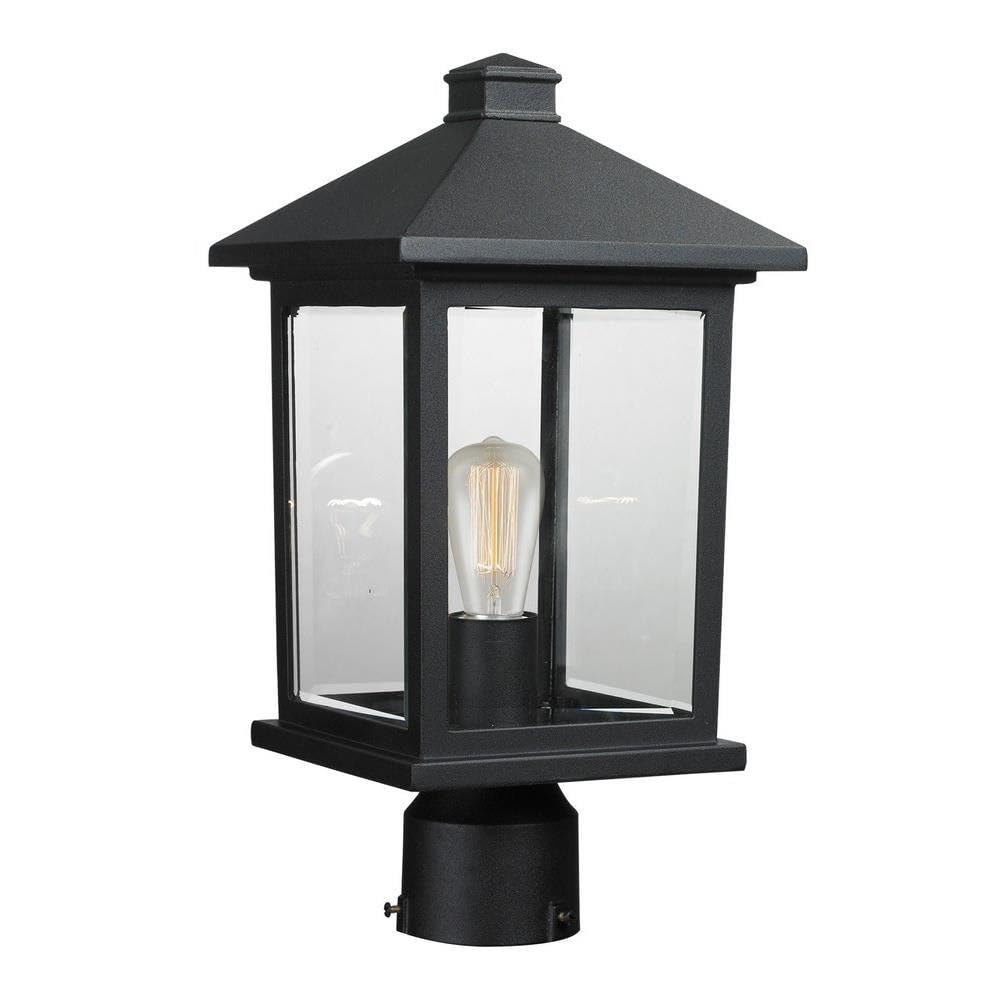 Z-Lite 531PHMR-BK Black 1-Light Outdoor Post Mount Light for Porch, Garden, and Pathway Illumination