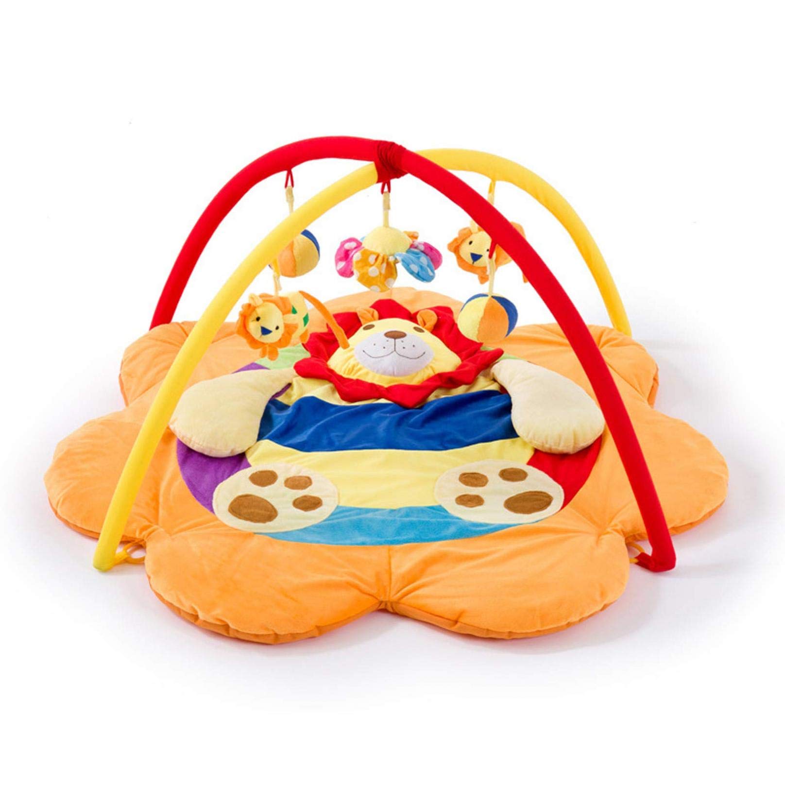 KUANDARM Lion Shaped Baby Play Mat with Fitness Frame & Pendant Toy - Thick Activity Gym Blanket for Infants & Newborns - Perfect for Tummy Time, Crawling & Early Development - Ideal Baby Shower Gift