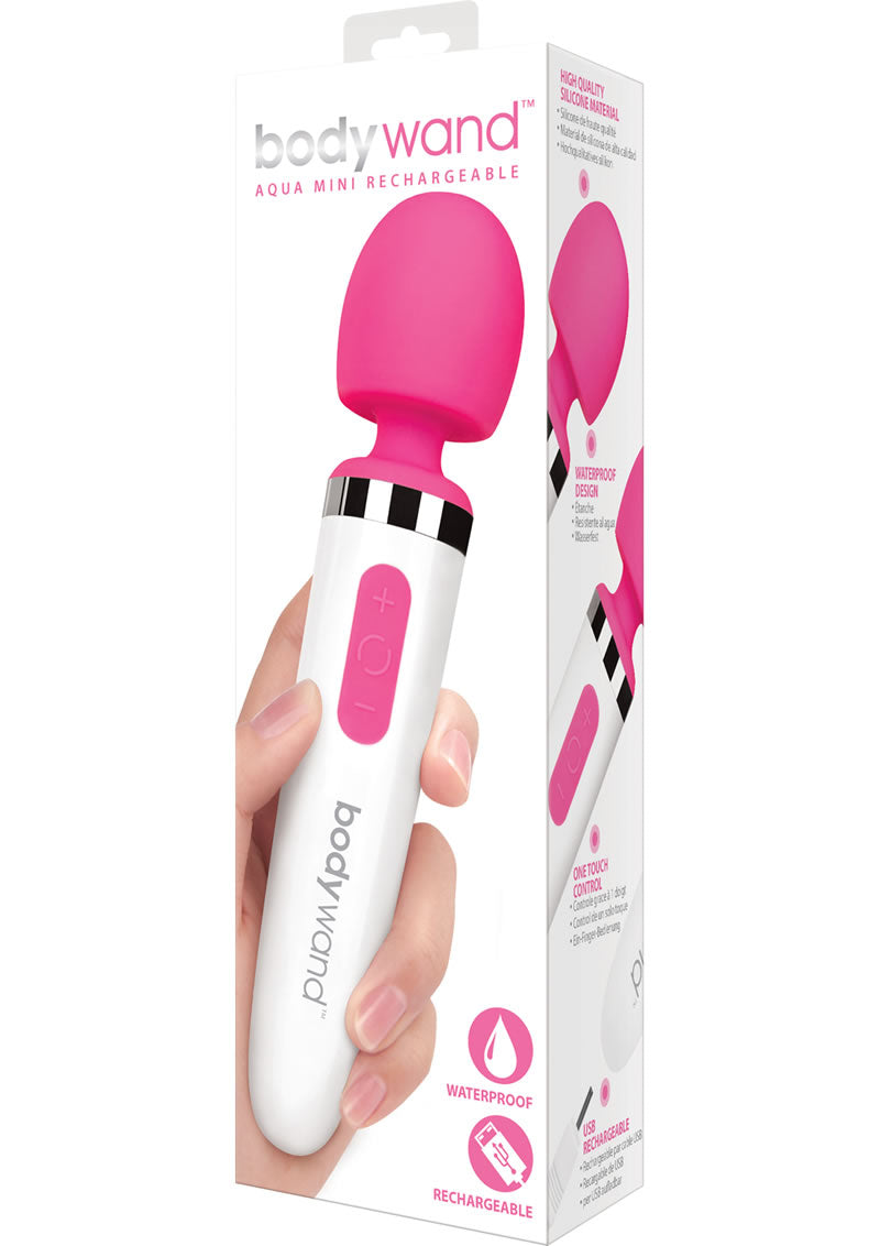 Bodywand Aqua Mini Rechargeable Waterproof Silicone Personal Massager - Pink | Portable Muscle Relaxation & Stress Relief for Home, Travel & Spa Use