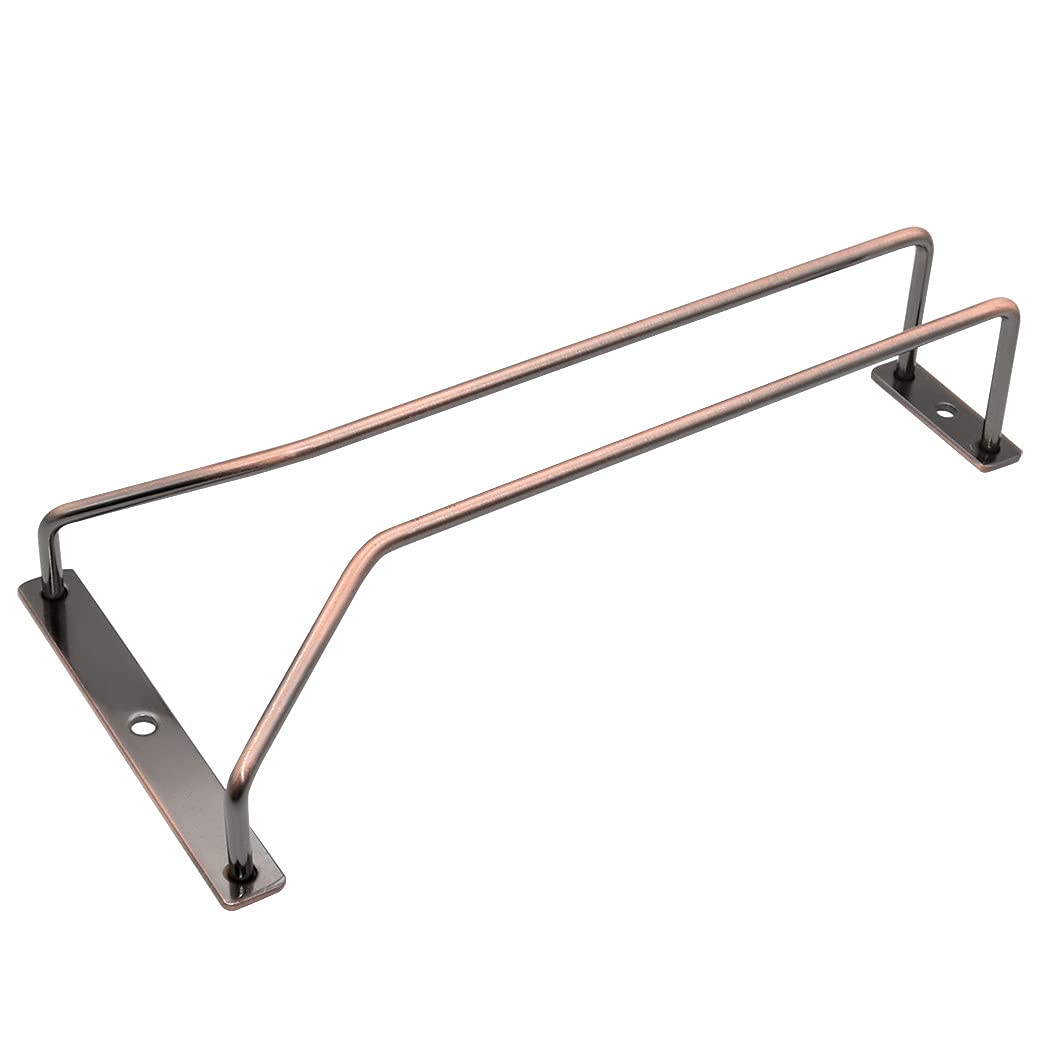 9.64-Inch Bronze Wine Glass Rack - Under Cabinet Stainless Steel Stemware Holder for Kitchen, Bar & Dining Room - Set of 3 Hanging Glass Racks for Wine, Champagne & Cocktail Glasses - Perfect for Home Entertaining & Space Saving Storage