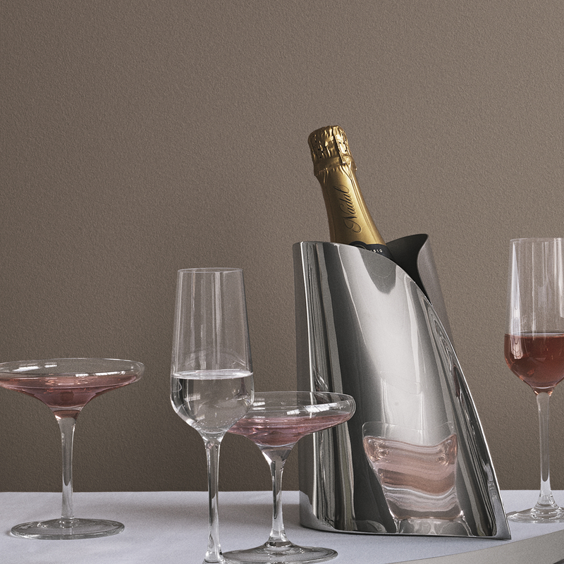Georg Jensen Luxury Champagne Cooler Bucket - Elegant Wine Chiller for Parties, Weddings & Special Occasions