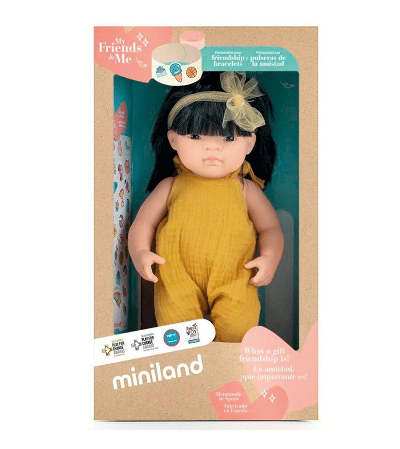 Miniland 15-inch Asian Girl Doll - My Friends & Me Collection | Perfect for Role Play, Diversity Education & Gift Giving
