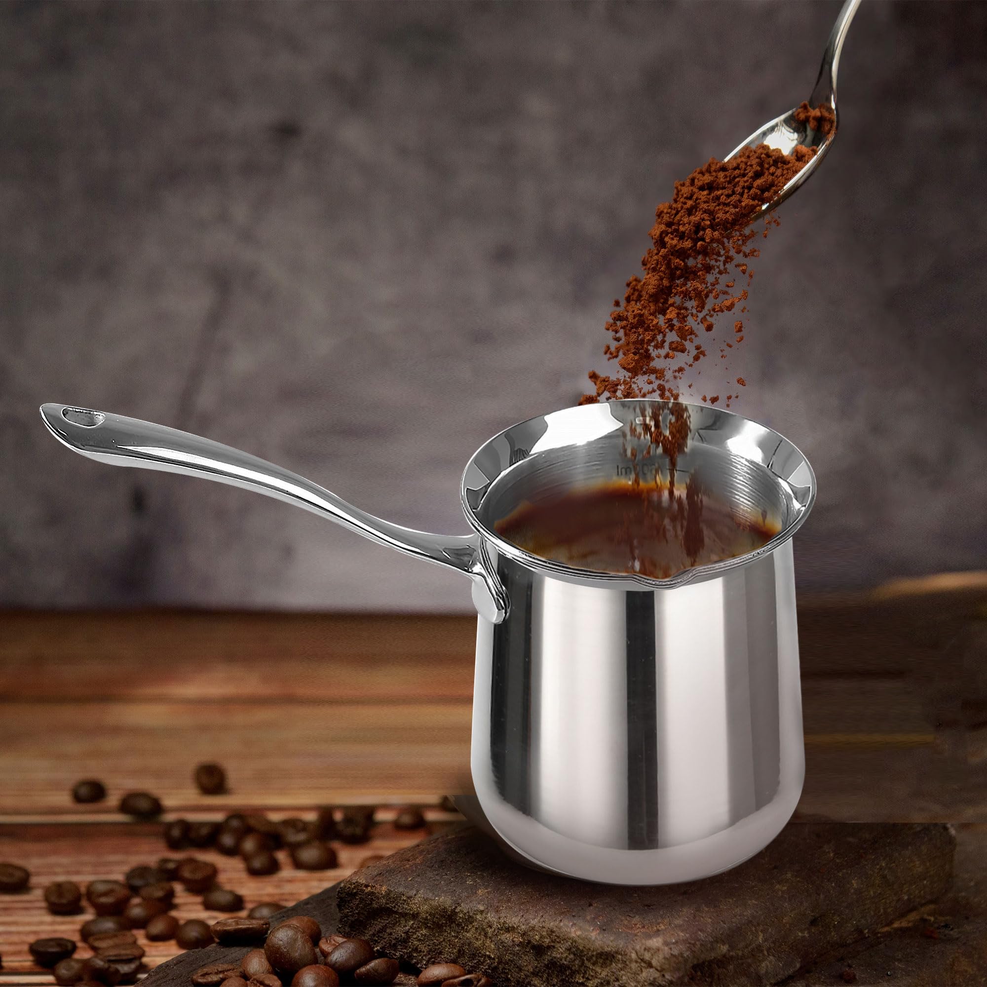 IMEEA Turkish Coffee Pot - 20oz Stainless Steel Cezve Ibrik for Authentic Brewing | SUS304 Turkish, Greek, Arabic Coffee Maker | Perfect for Home, Office & Gifts