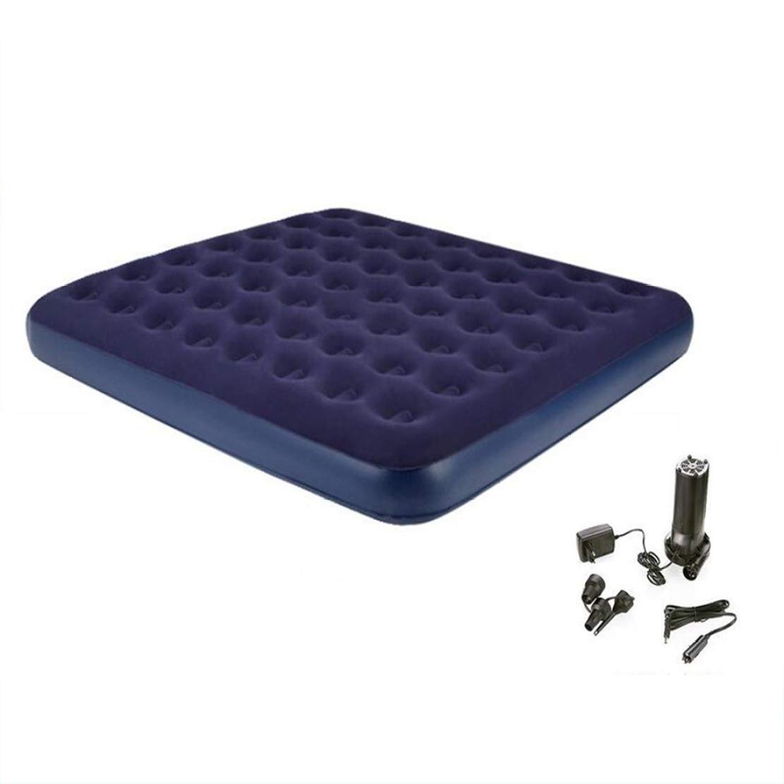 **JLDN Queen Air Mattress with Built-in Foot Pump - Elevated Inflatable Airbed with Flocked Top for Camping, Guest Beds & Home Use - Comfortable Portable Sleeping Solution**