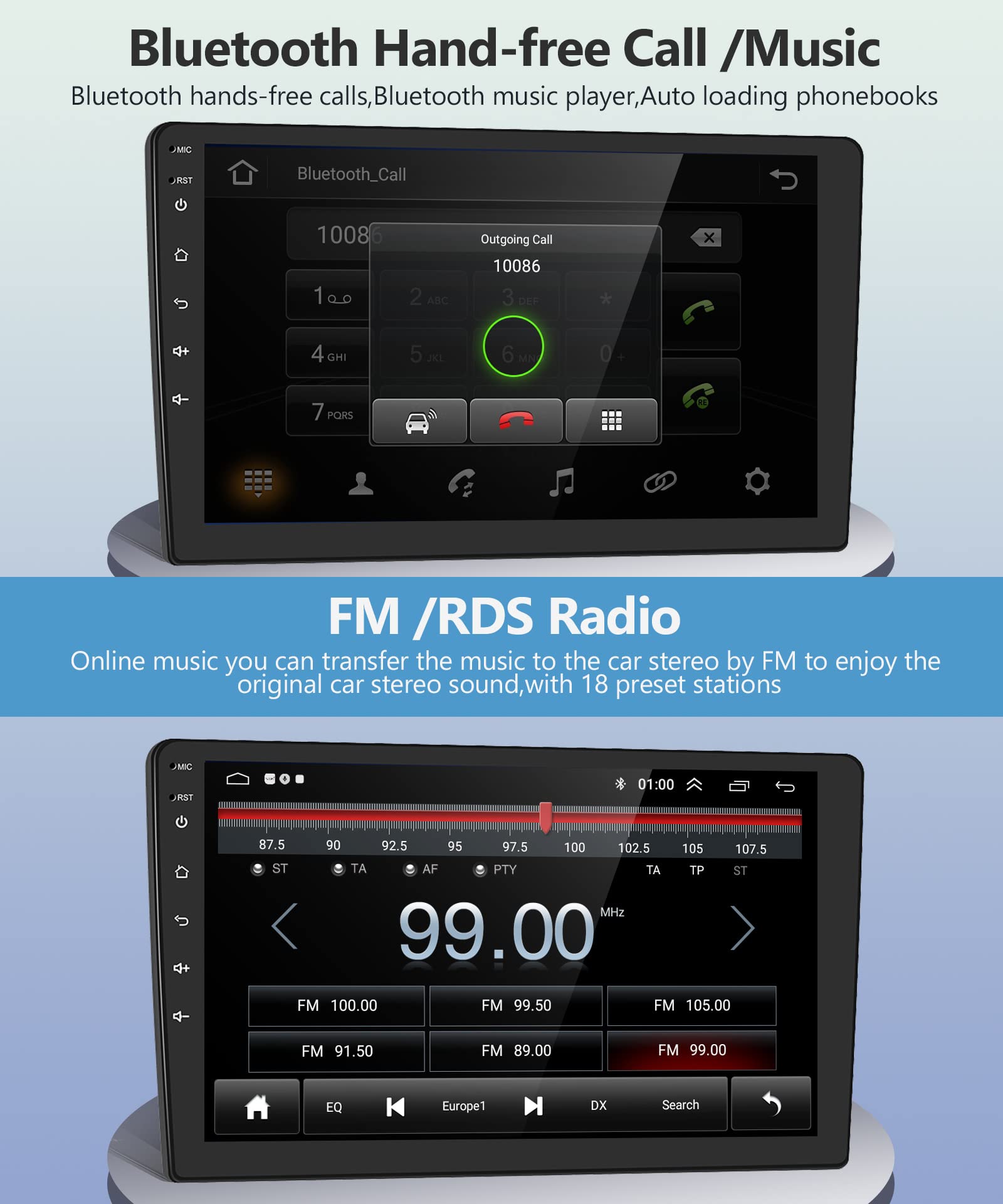 Rimoody 9 Inch Android Car Stereo for Toyota RAV4 2007-2011 - GPS Navigation, Bluetooth, WiFi, Touch Screen, FM/RDS Radio, Mirror Link, EQ, USB, RCA & Backup Camera - Perfect for Road Trips & Daily Commutes