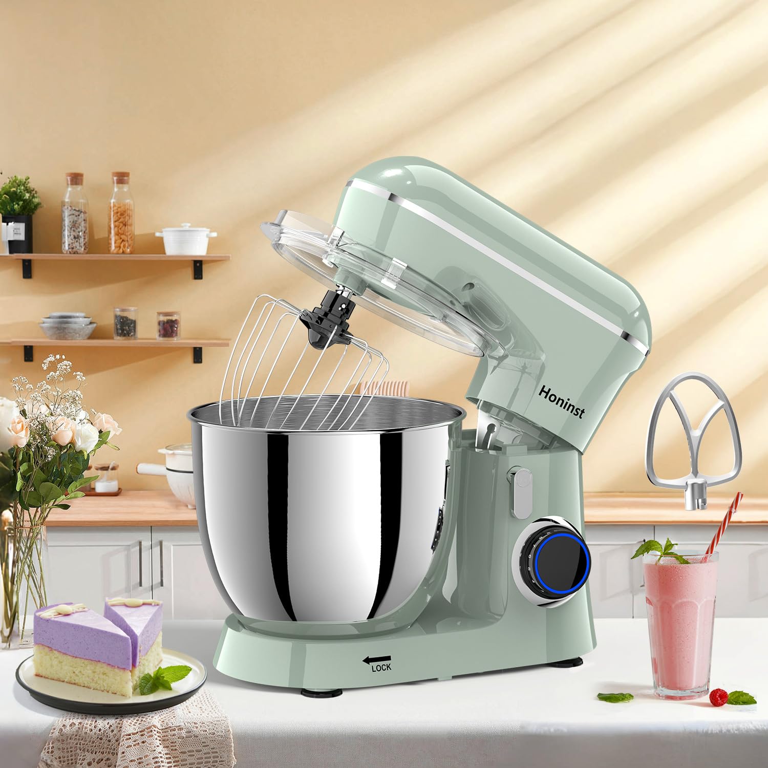 6.5QT 10-Speed Tilt-Head Electric Stand Mixer with Bowl, Dough Hook, Whisk & Beater - Powerful Kitchen Mixer for Baking Cakes, Cookies & Bread - Perfect for Home Bakers & Cooking Enthusiasts (Green)