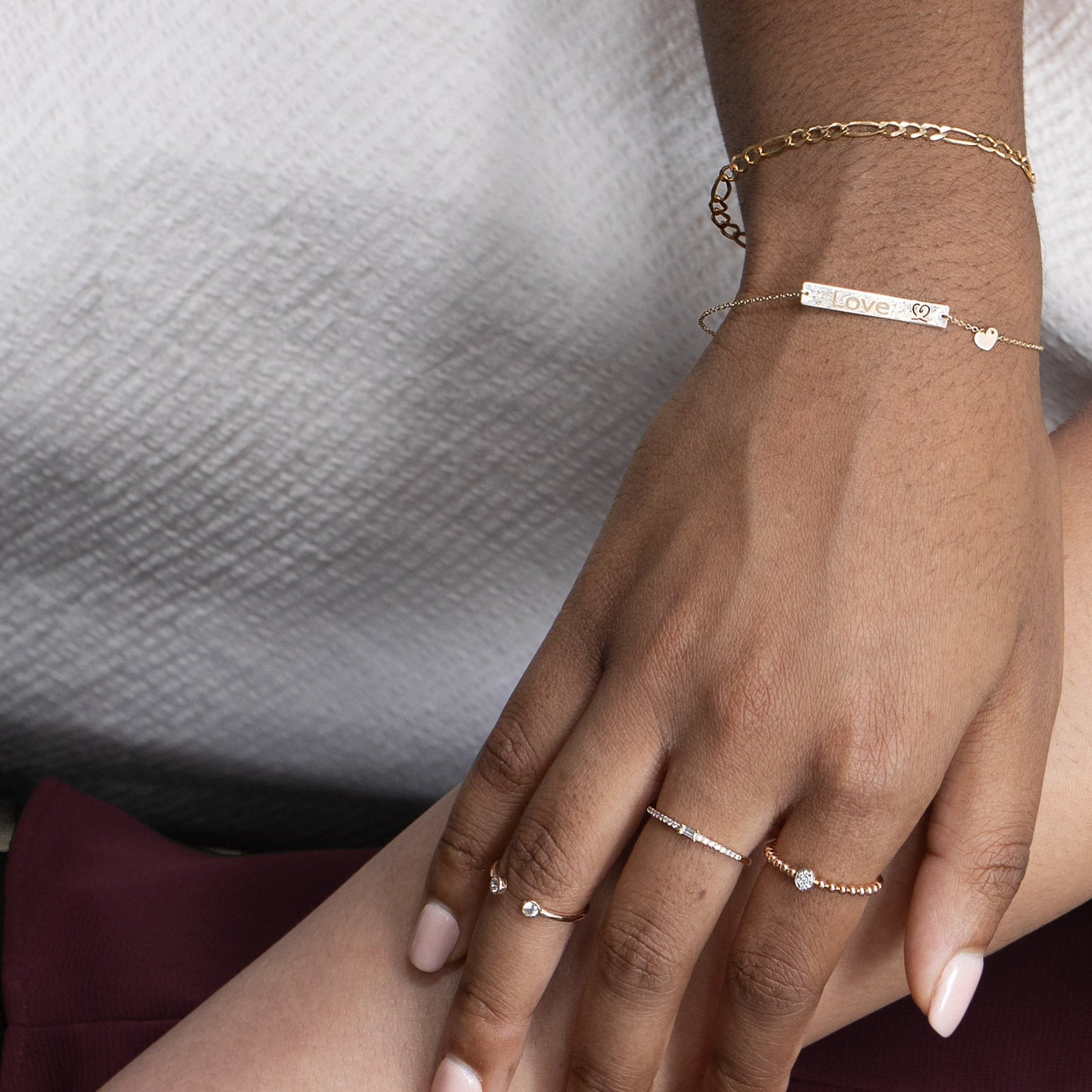 Personalized Engraved Heart Monogram Bar Bracelet in Solid 10k Yellow Gold - Perfect Gift for Anniversary, Valentine's Day & Special Occasions