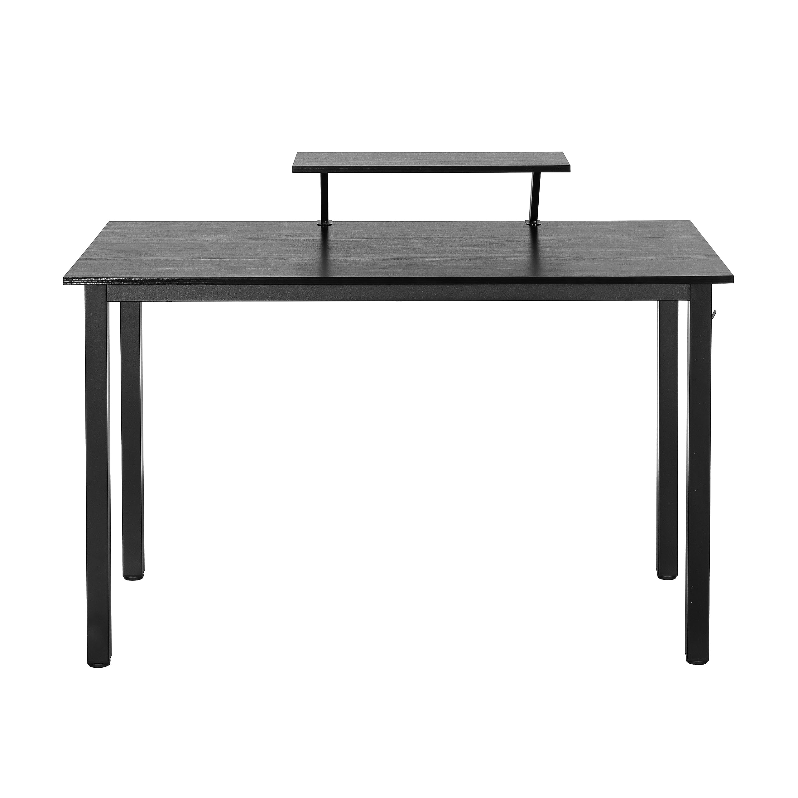 Techni Mobili Industrial Minimalist Writing Desk - Adjustable Storage Shelf & Accessory Holder - Engineered Wood & Powder Coated Steel Frame Computer Study Desk - Perfect for Home Office, Small Spaces & Modern Workspaces (Black)