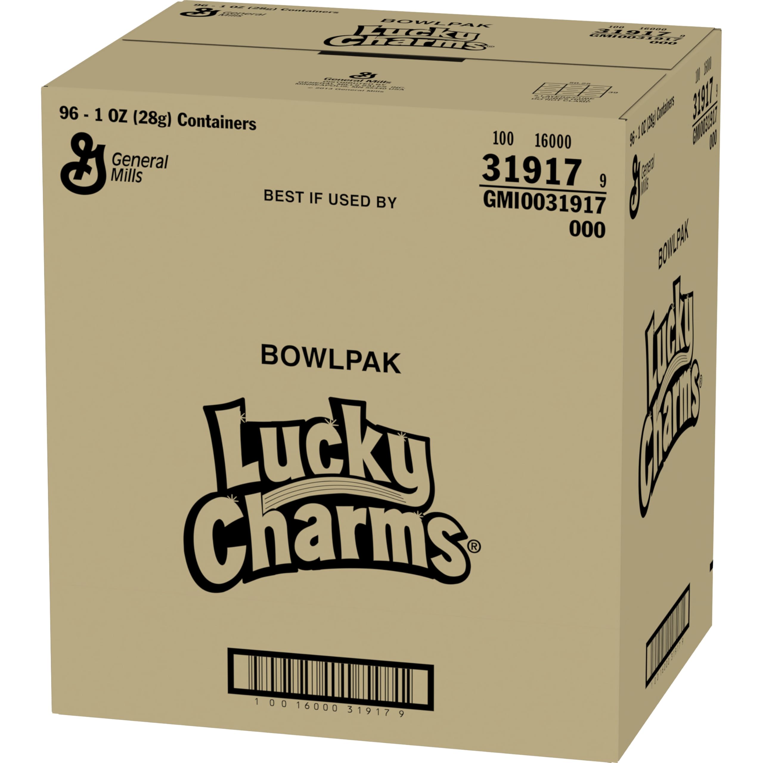 Lucky Charms Cereal Bowl Packs - 96 Count | Convenient Breakfast Solution for Kids, Office Snacks & On-the-Go Eating