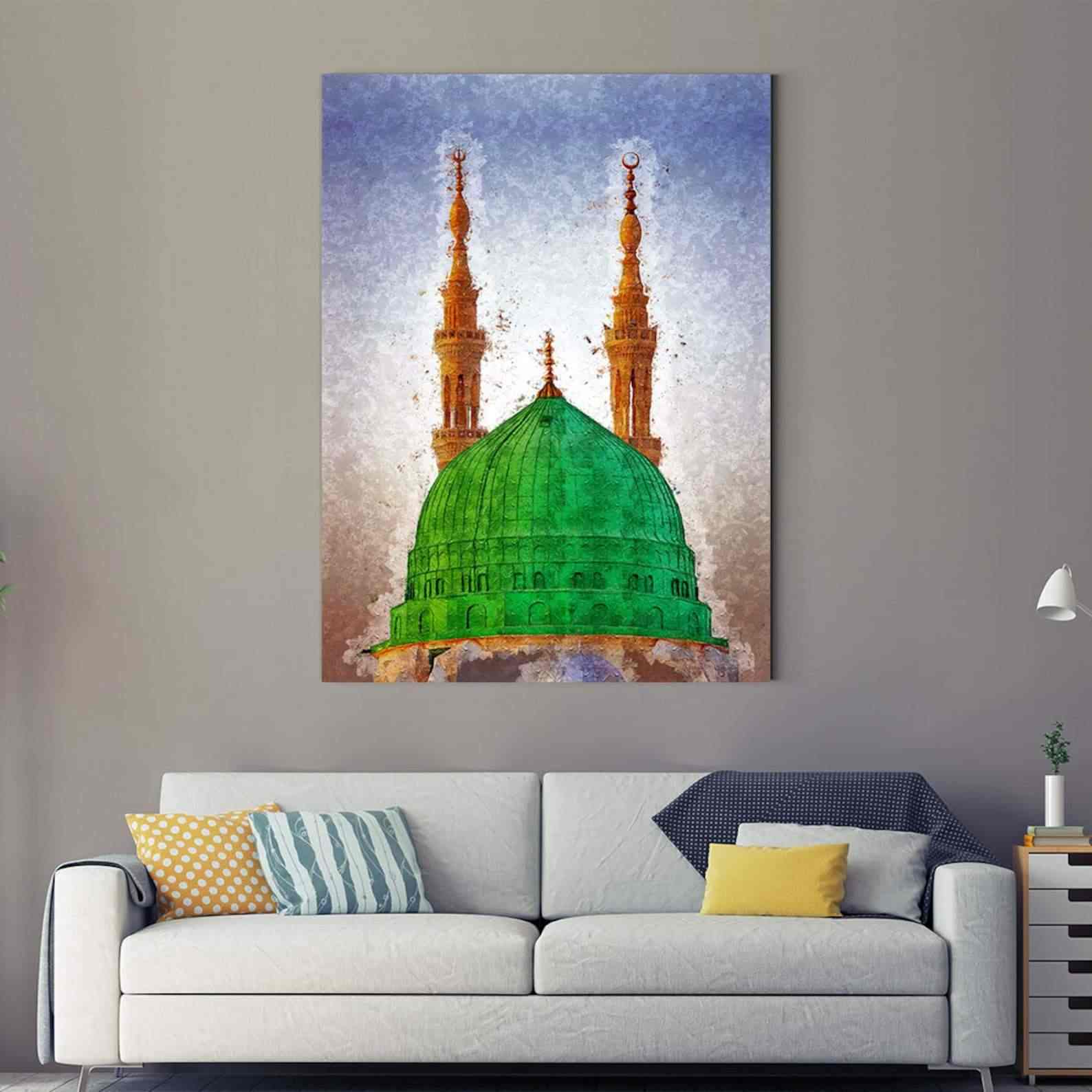 Masjid An Nabawi Islamic Wall Art - Premium Canvas Print for Home & Mosque Decor - Perfect for Muslim Prayer Rooms, Living Rooms & Islamic Gift Giving