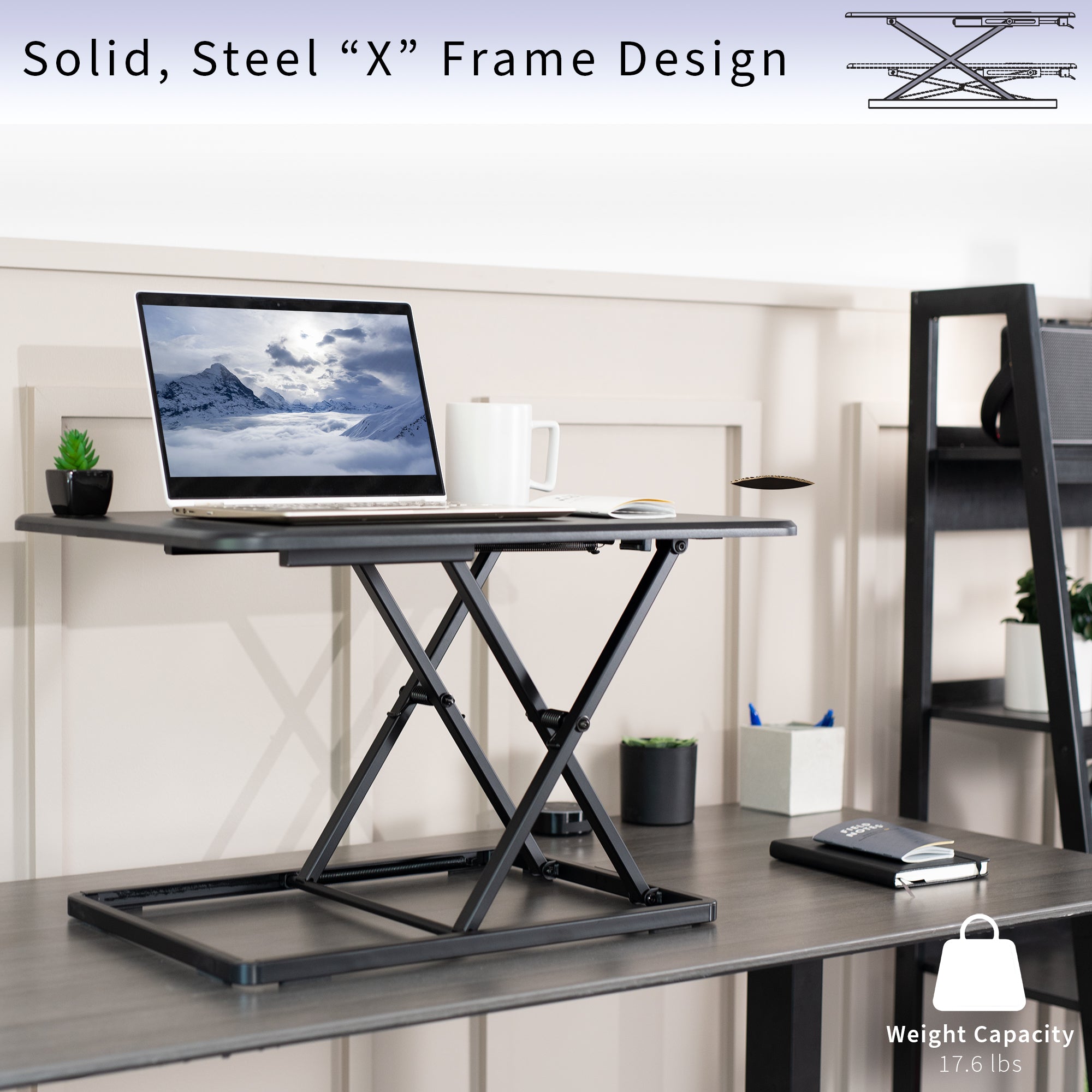 Adjustable Single Top Standing Desk Converter - Ergonomic Riser for Home & Office Workspace - Perfect for Laptop & Monitor Setup