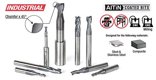 Amana Tool AMS-152 8-Piece Solid Carbide Spiral Router Bit Set with AlTiN Coating for CNC Woodworking - Perfect for Milling, Engraving & Precision Cutting in Hardwoods, Plastics & Composites