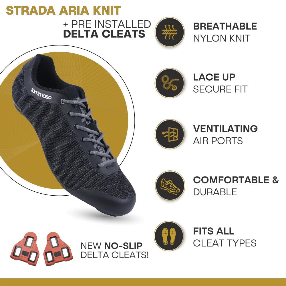 Tommaso Strada Peloton Cycling Shoes for Men - SPD Compatible Indoor Bike Shoes with Delta Cleats - Road & Spin Bike Shoes for Peloton & Indoor Cycling - Perfect for Gym, Studio & Home Workouts