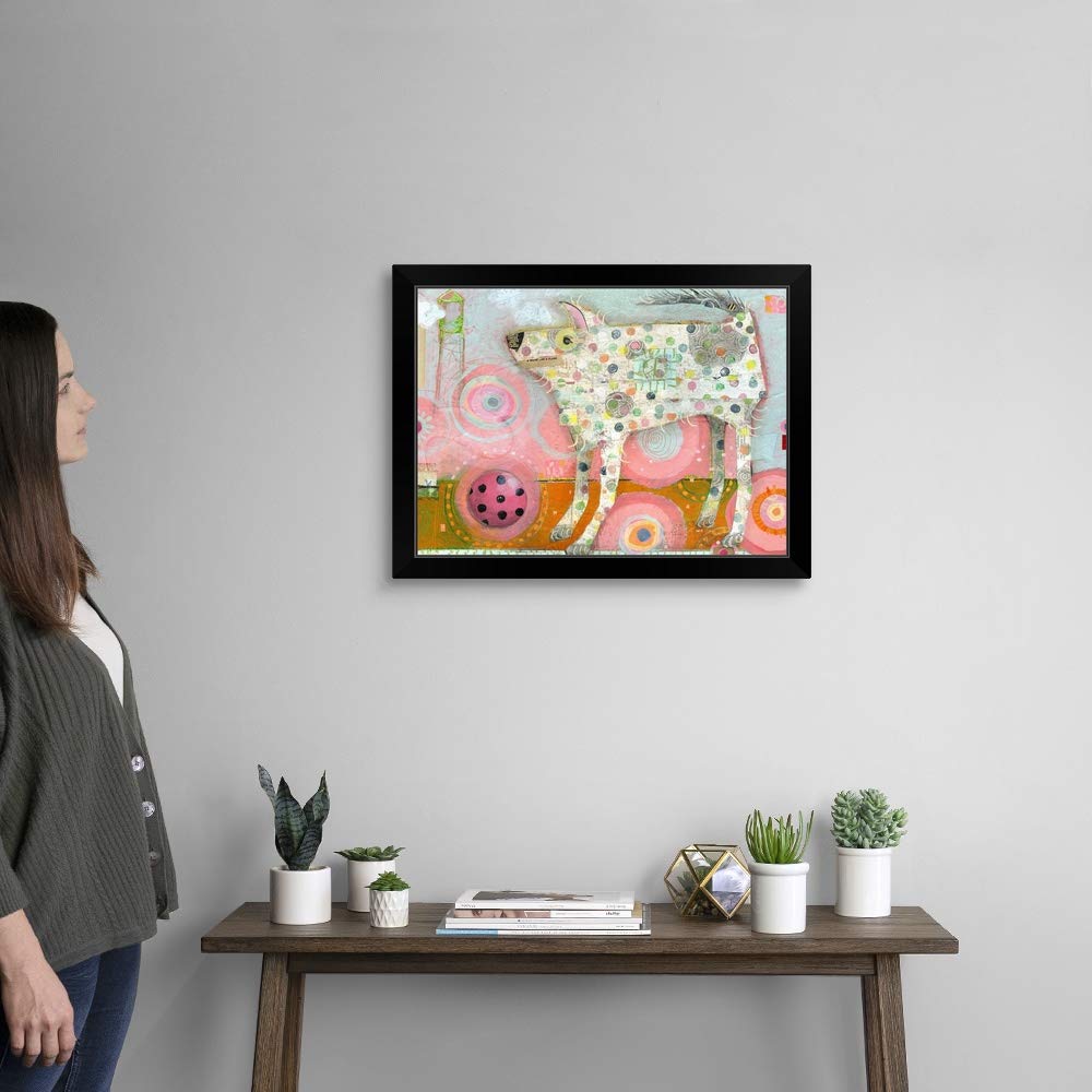 Distraction Black Framed Dog Art Print - Modern Pet Wall Decor for Living Room, Bedroom & Office