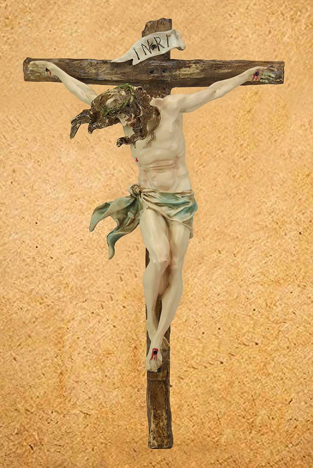20 Inch Large Jesus Christ Crucifix Catholic INRI Wall Plaque - Religious Home Decor for Living Room, Bedroom & Church