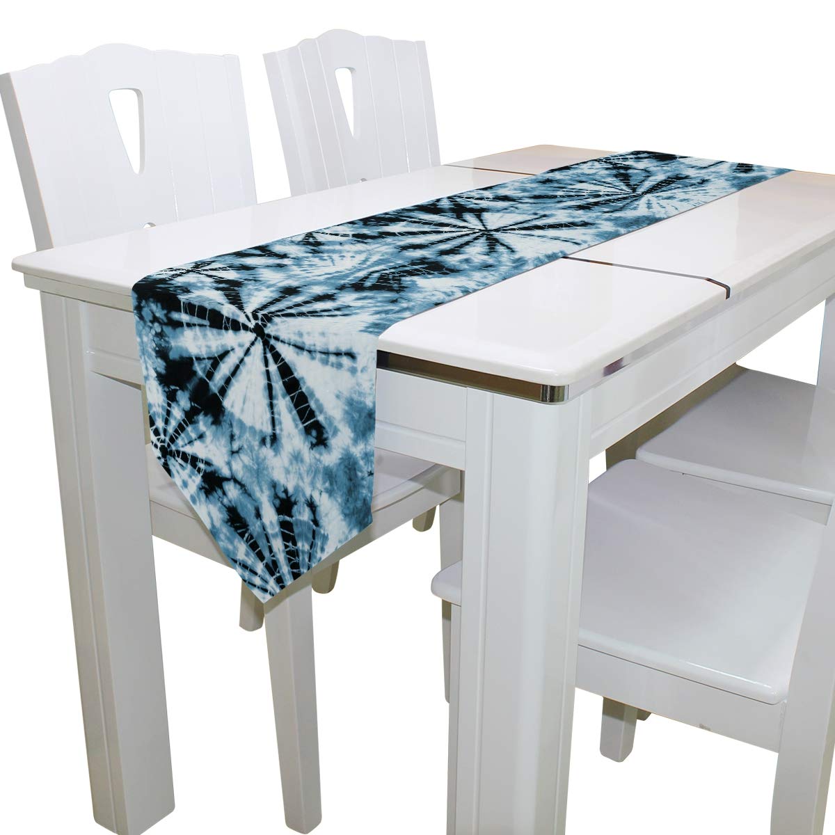 AUUXVA 13x70 Inches Long Table Runner - Abstract Swirl Tie Dye Pattern Polyester Tablecloth for Dining Table, Coffee Table, Kitchen - Perfect for Home Decor, Parties, Banquets & Holiday Decorations