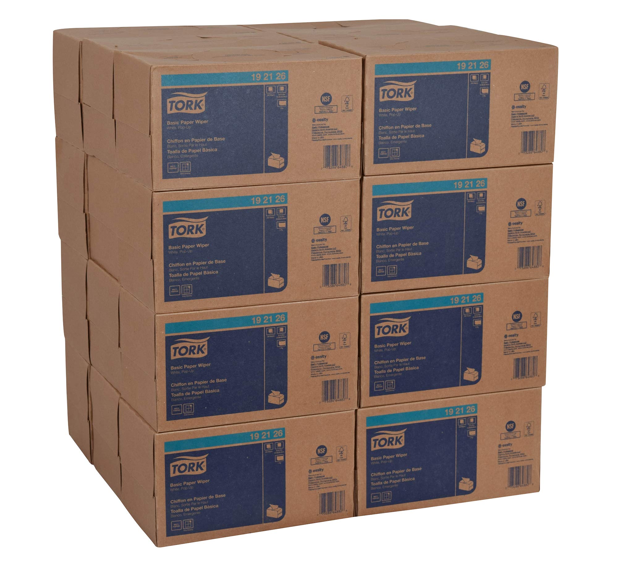 Tork Basic Paper Wiper Pop-Up Box | Premium Disposable Paper Towels for Kitchen, Bathroom & Office Cleaning | Bulk Paper Towel Dispenser for Home & Commercial Use