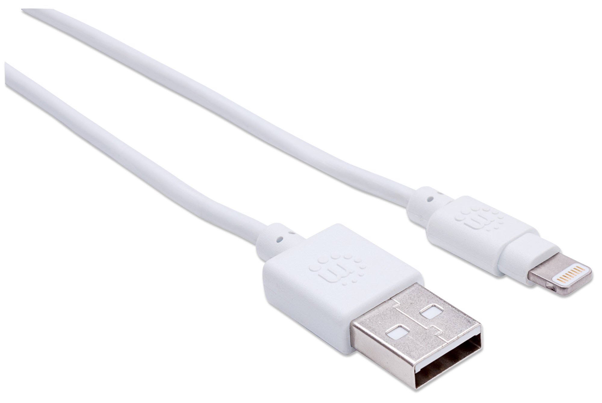 Premium Manhattan iLynk Lightning Cable - 10ft/3m Fast Charging & Sync Cable for iPhone 14/13/12/11/X/8/7/6 - Durable 8-Pin to USB-A Cable (White) - Perfect for Home, Office & Travel Charging