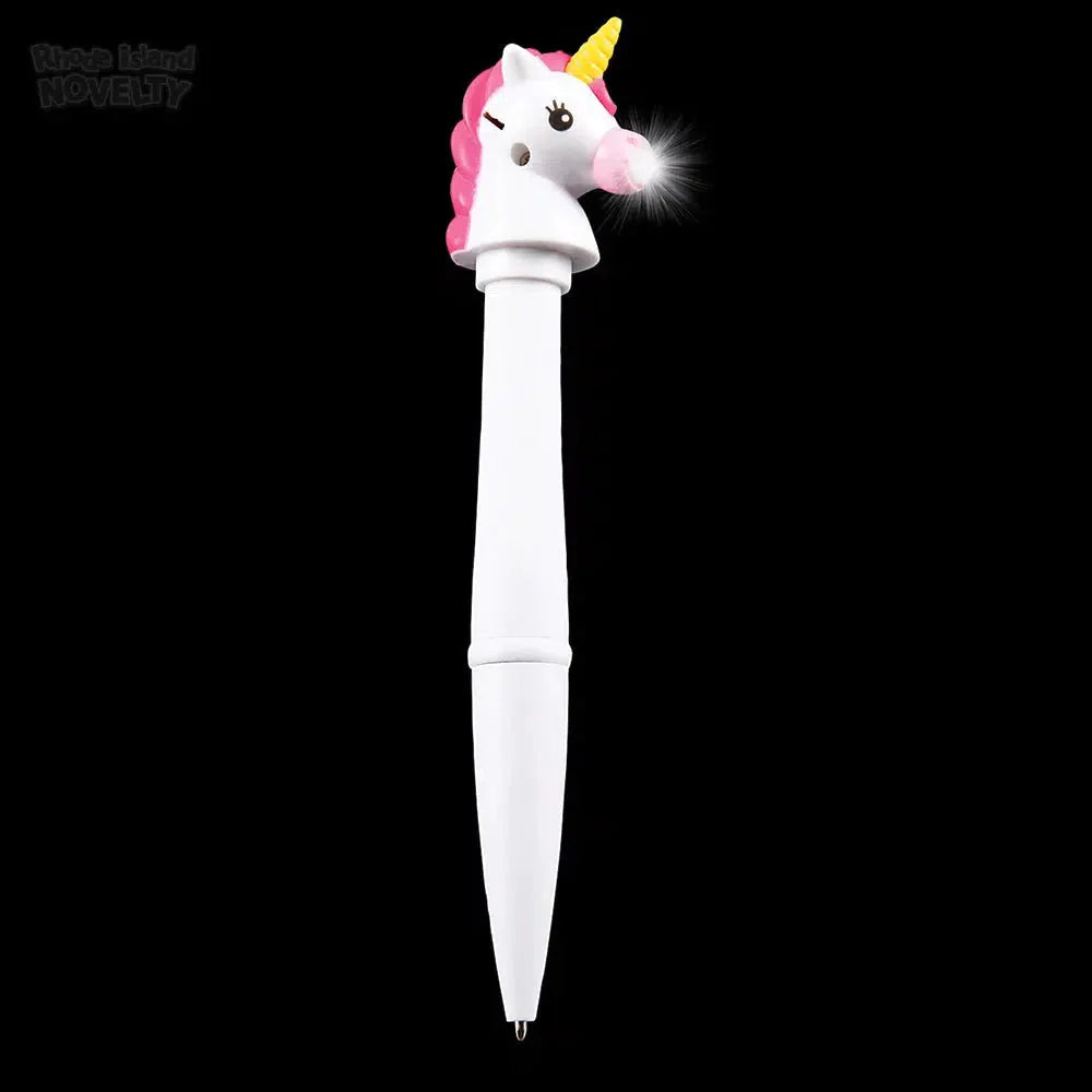 6 Pack LED Unicorn Pens with White Light - Fun Glow in The Dark Writing Pens for Kids, Party Favors, School Supplies & Nighttime Writing