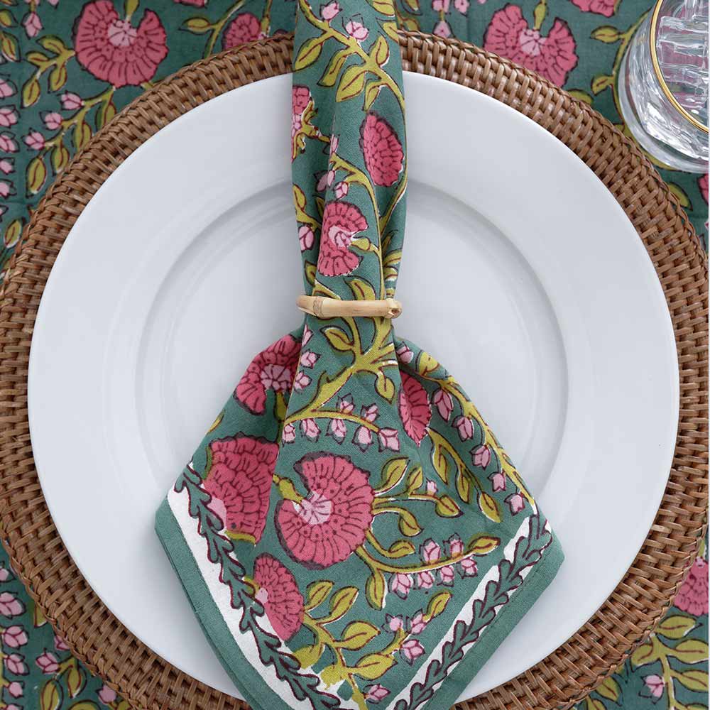 Premium Cactus Flower Jade Napkin Rings - Set of 4 for Elegant Table Settings | Perfect for Weddings, Dinner Parties & Home Decor
