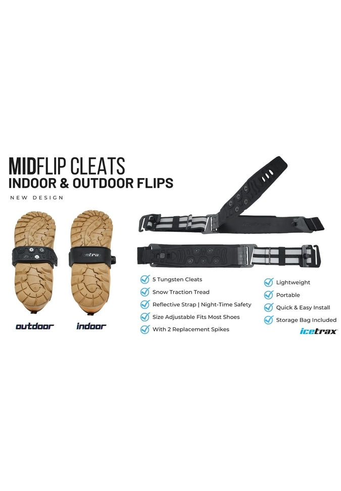 Icetrax Midflip Mid Sole Ice Cleats - Non-Slip Traction for Winter Boots | Perfect for Hiking, Walking & Ice Fishing on Slippery Surfaces