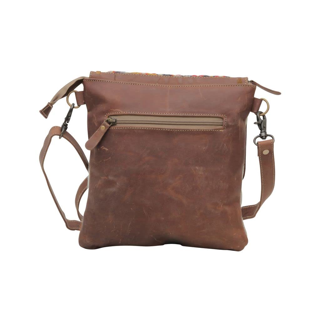 Myra Bag Western Canvas Crossbody Handbag for Women - Upcycled Leather Boho Shoulder Bag in Hazelnut | Perfect for Casual Outings, Music Festivals & Travel Accessories