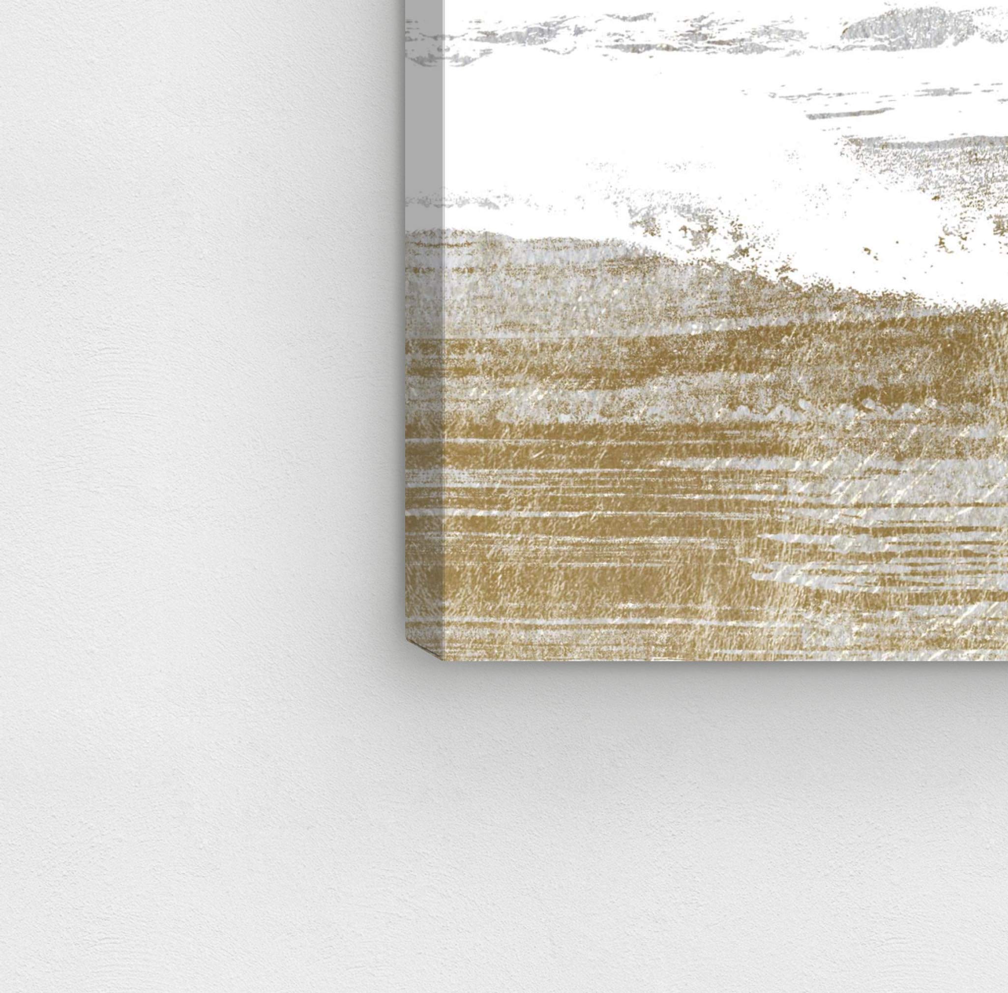 Abstract Wall Art Canvas Print 'Hopeful Romantic' - 24x24 Inch Gold & Gray Modern Home Decor | Perfect for Living Room, Bedroom & Office Wall Decor