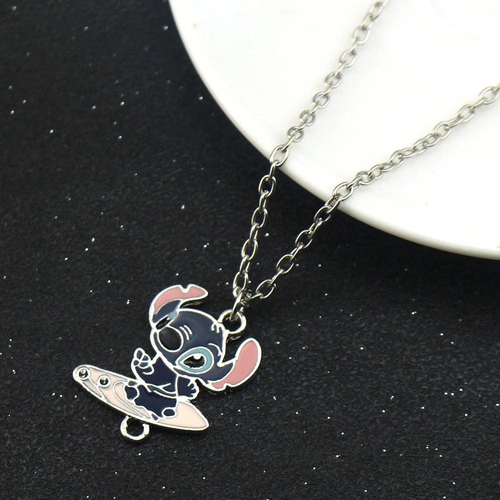 Disney Lilo & Stitch Heart Necklace - Cute Cartoon Jewelry for Women & Girls - Perfect Gift for Disney Fans, Cosplay & Everyday Wear