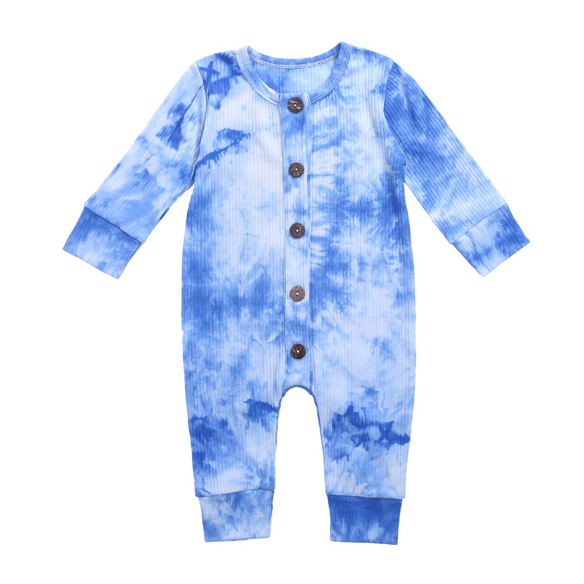 FIOMVA Unisex Tie-Dye Baby Romper Jumpsuit - Long Sleeve Button-Up One-Piece Outfit for Newborn Boys & Girls | Perfect for Fall Photoshoots, Family Gatherings & Cozy Seasonal Wear