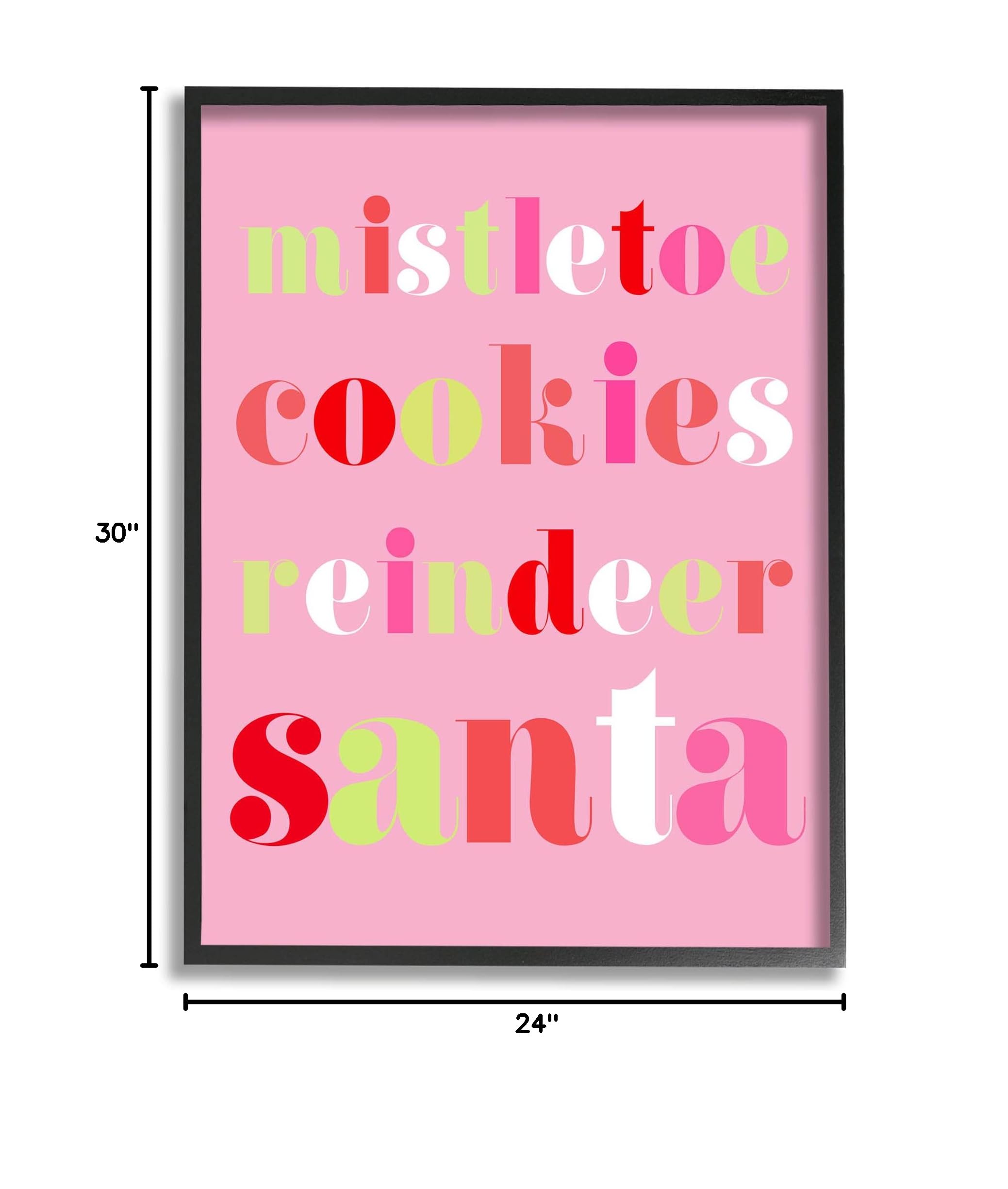 Stupell Industries Mistletoe Cookies Reindeer Santa Bold Giclee Framed Wall Art - Holiday Christmas Home Decor for Living Room, Bedroom & Office - Festive Gift Idea