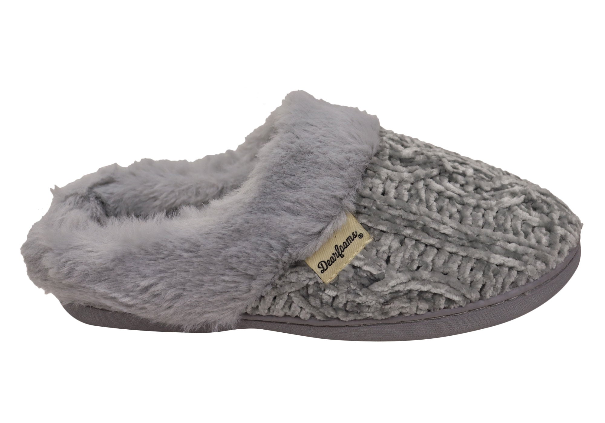Dearfoams Women's Comfortable Claire Marled Chenille Knit Clog Slippers - Cozy House Shoes for Indoor Relaxation & Lounging