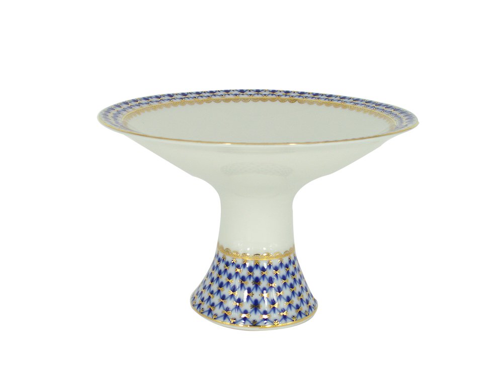 Lomonosov Porcelain Fruit Vase - Cobalt Net Pattern, 7.3
