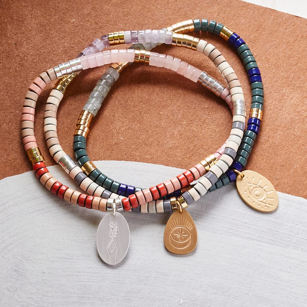 Scout Curated Wears - Intention Charm Bracelet - Rose Quartz & Silver - Spiritual Healing Jewelry for Meditation, Yoga & Positive Energy