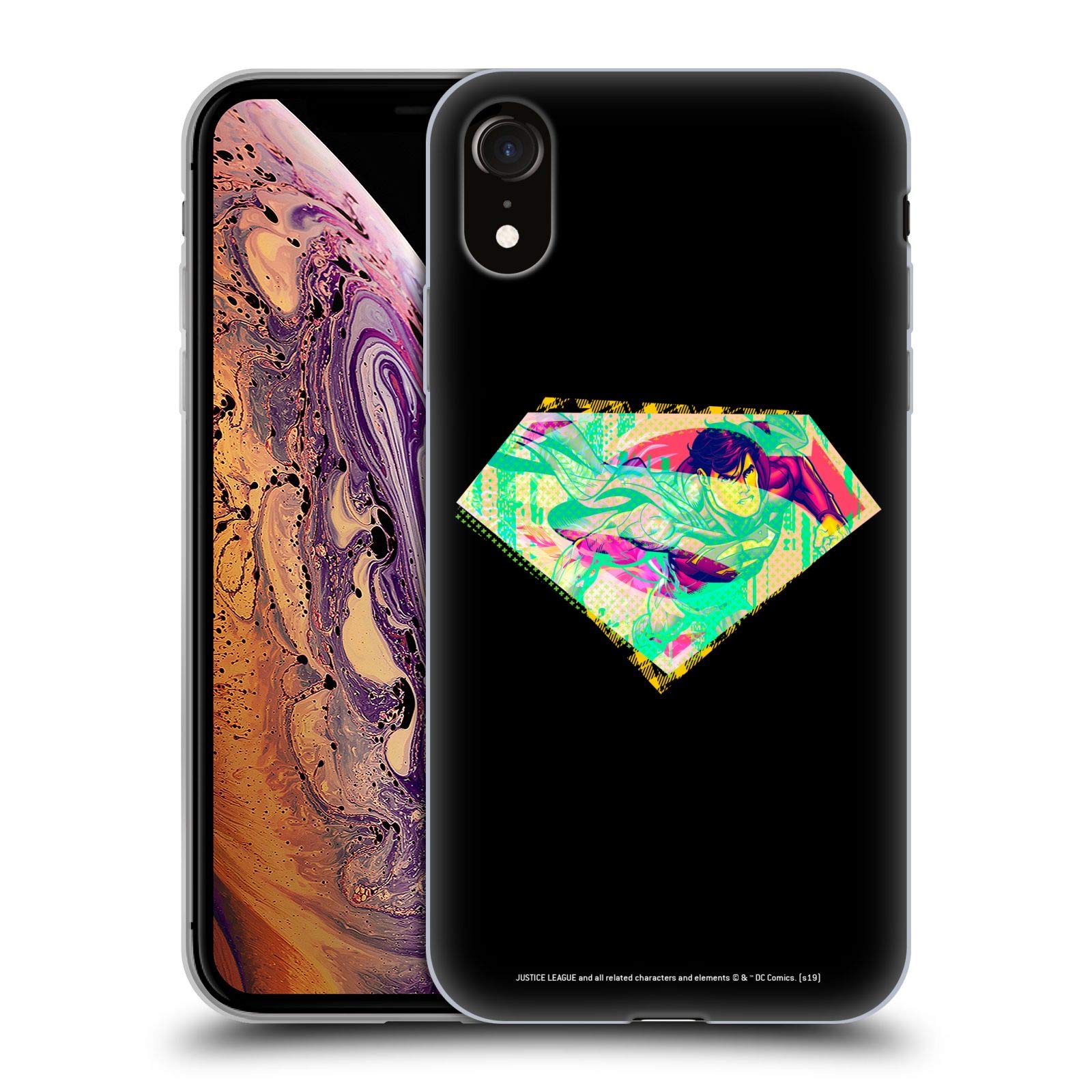 Justice League Superman Dark Electric Pop Icons Soft Gel Case for iPhone XR - Officially Licensed DC Comics Superhero Phone Cover for Daily Protection & Style