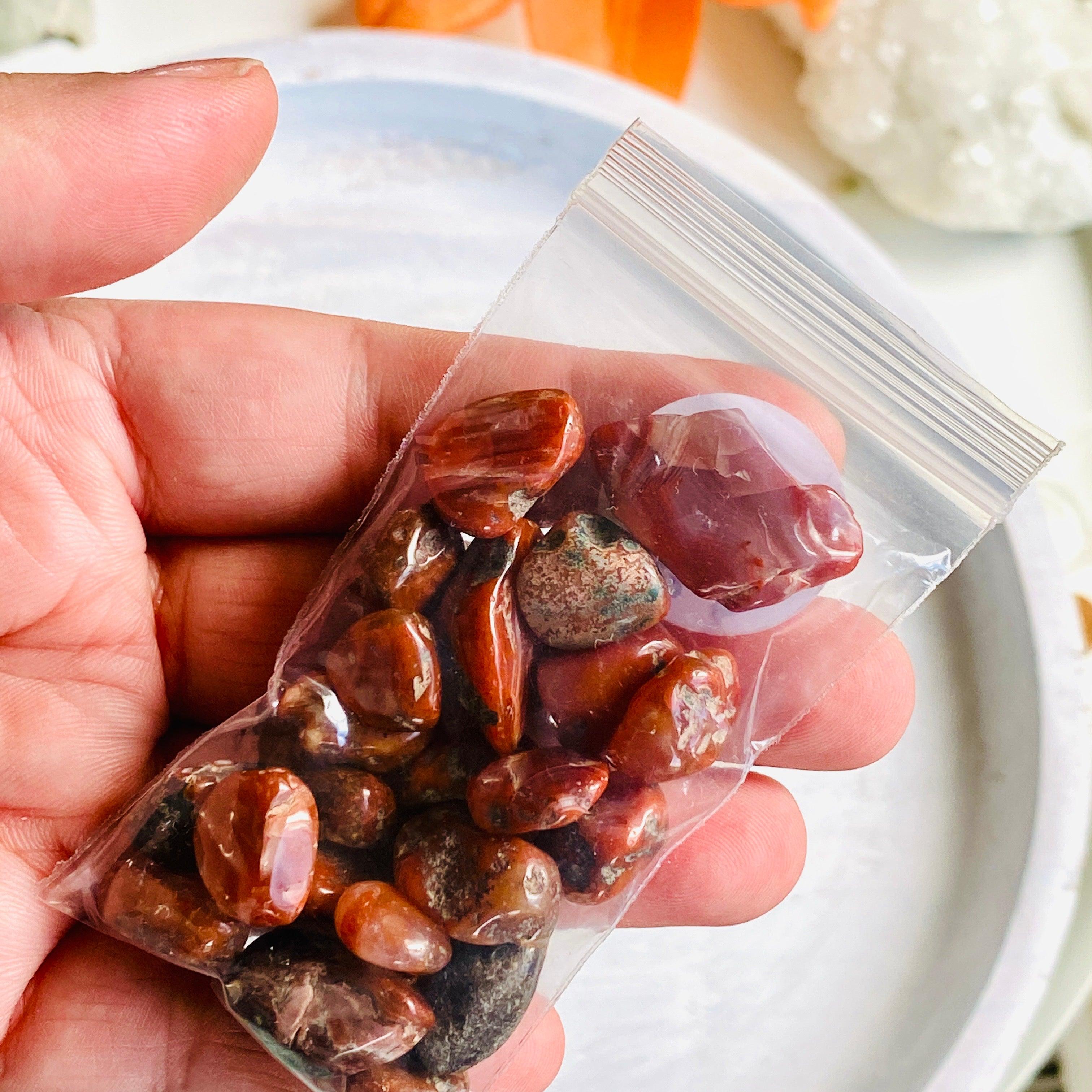 50g Mini Tumbled Red Agate Stones - Natural Healing Chips for Jewelry Making, Crystal Grids & Meditation - Perfect for DIY Crafts, Home Decor & Spiritual Practices